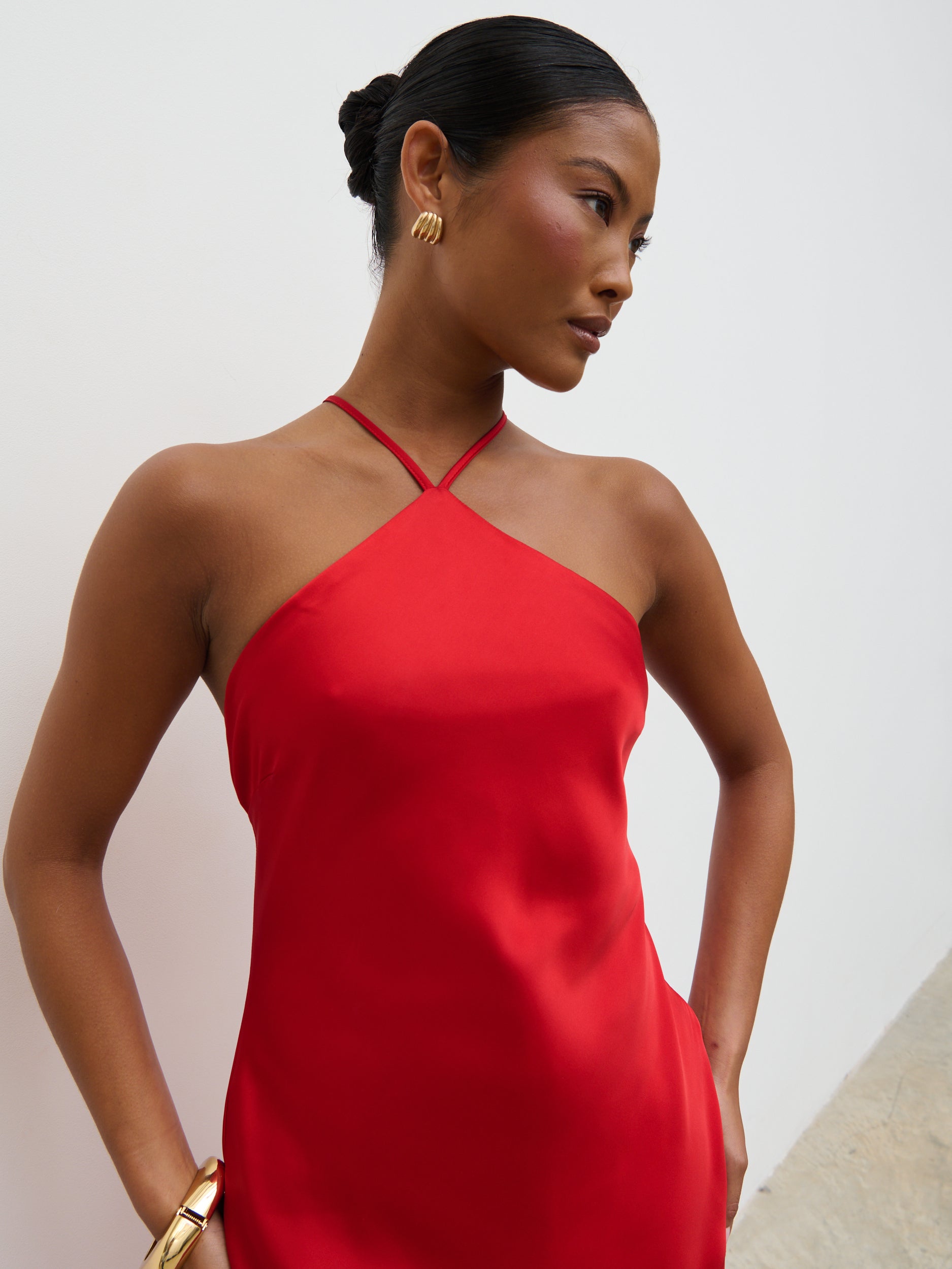 Yvette Halter Neck Maxi Dress - Red