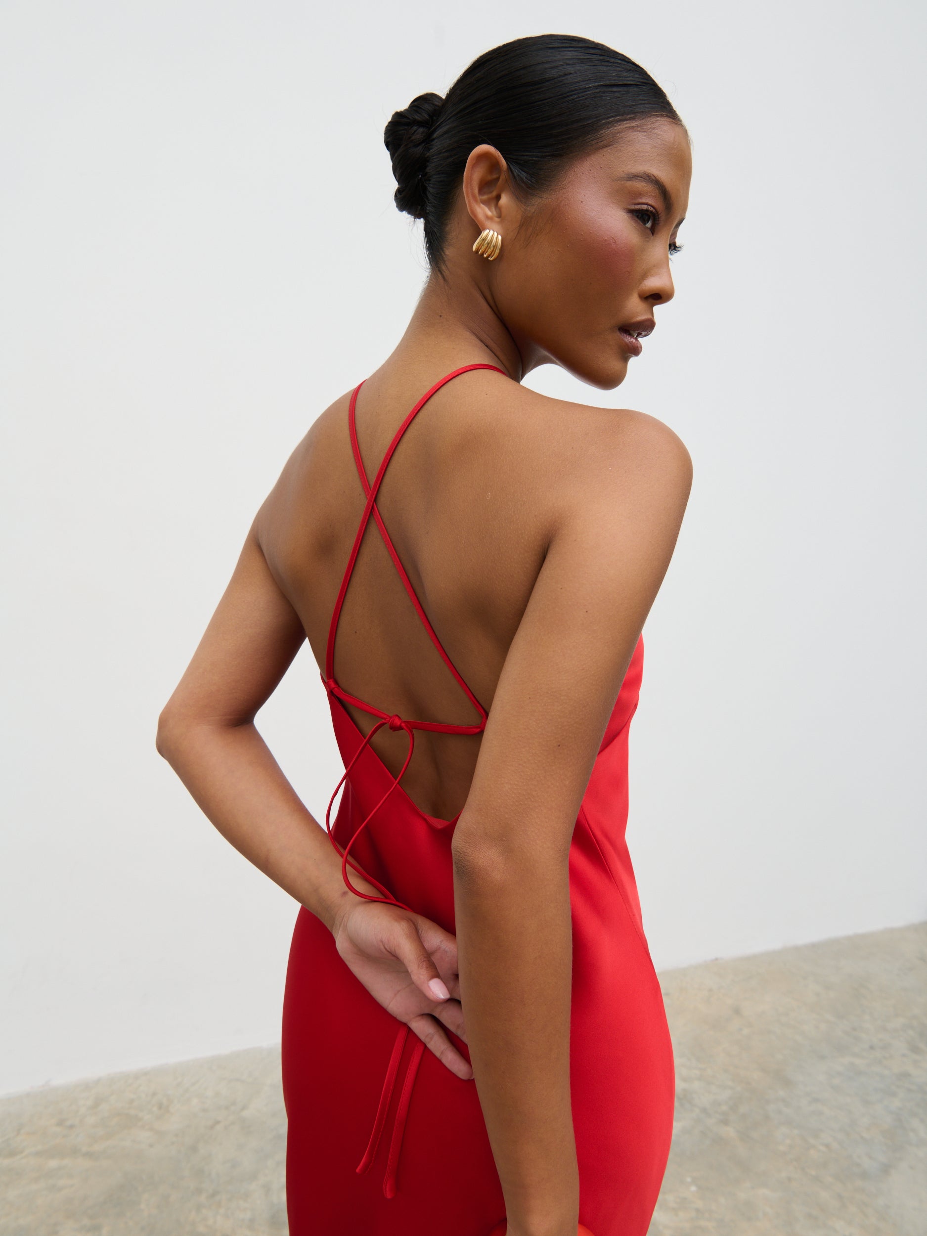 Yvette Halter Neck Maxi Dress - Red