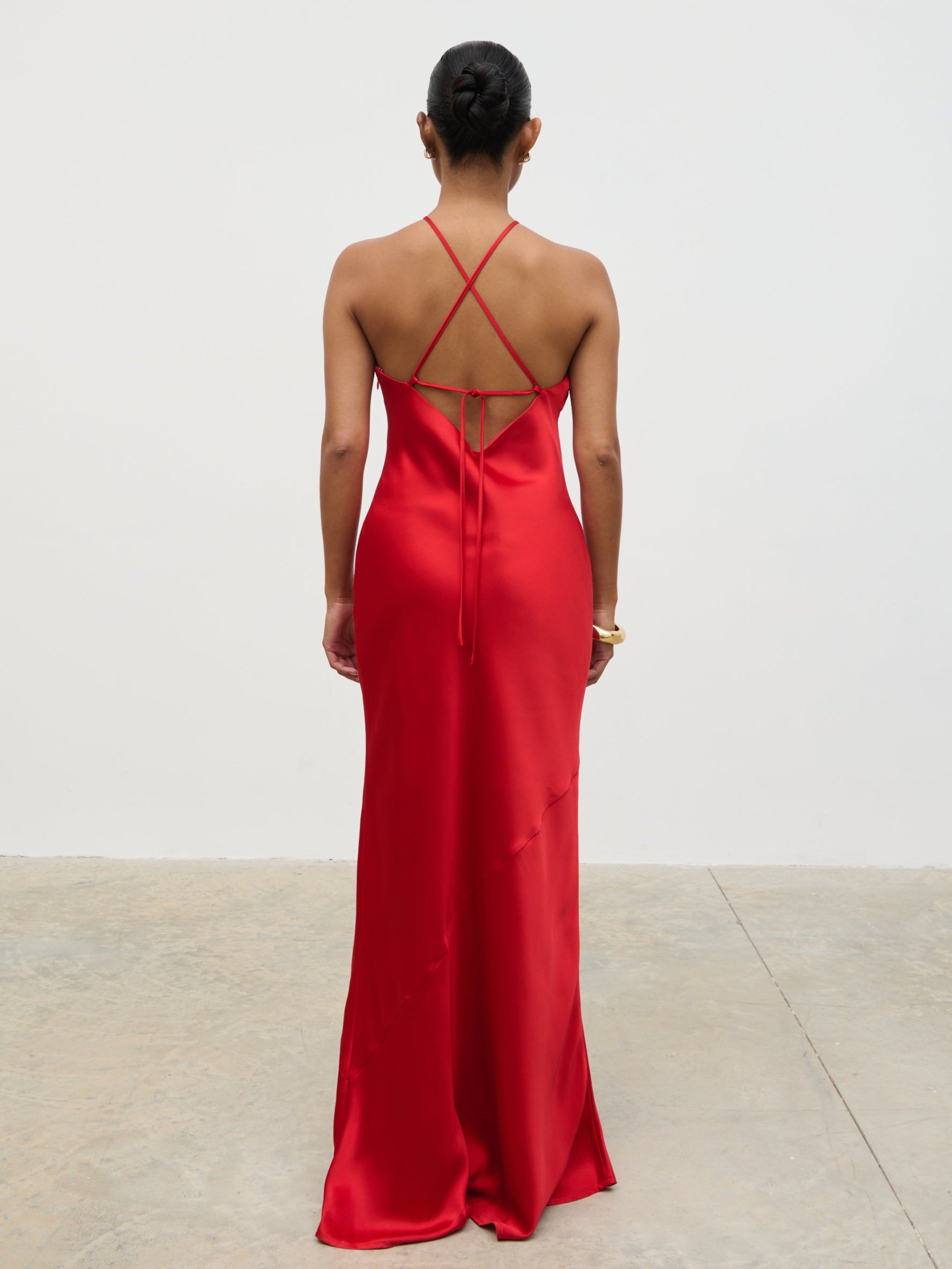 Yvette Halter Neck Maxi Dress - Red