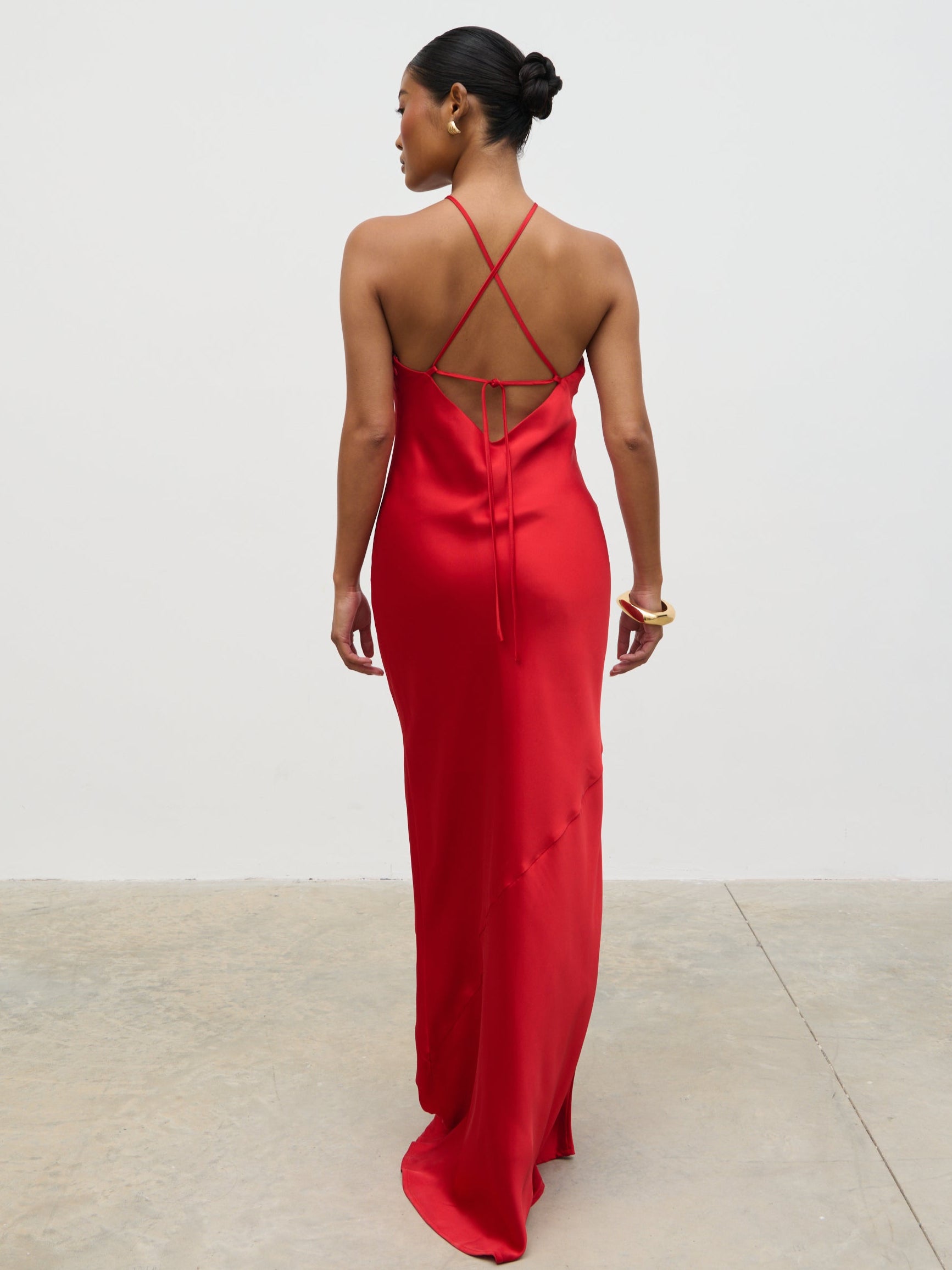 Yvette Halter Neck Maxi Dress - Red
