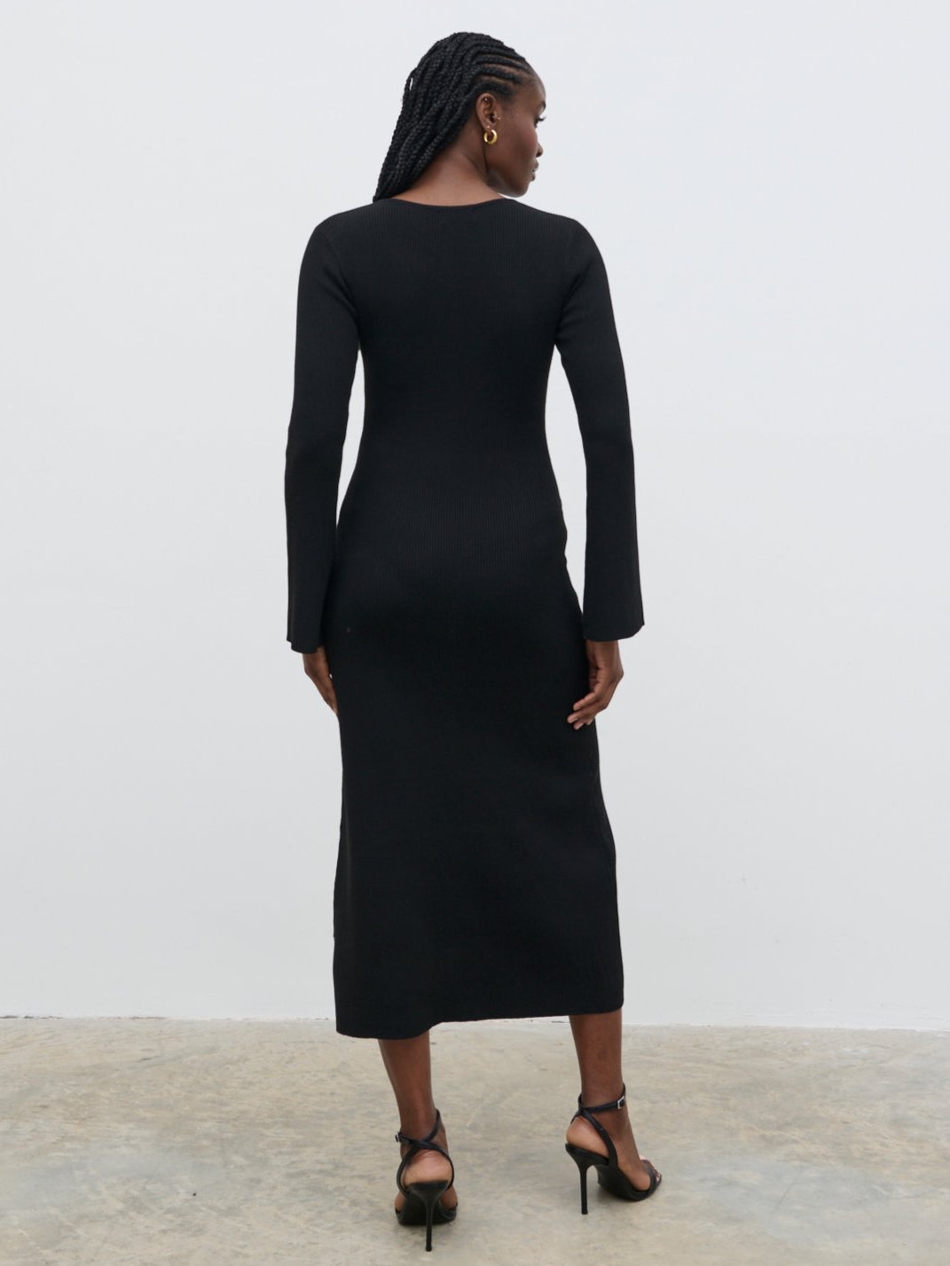 Zahra Cut Out Knit Midaxi Dress - Black