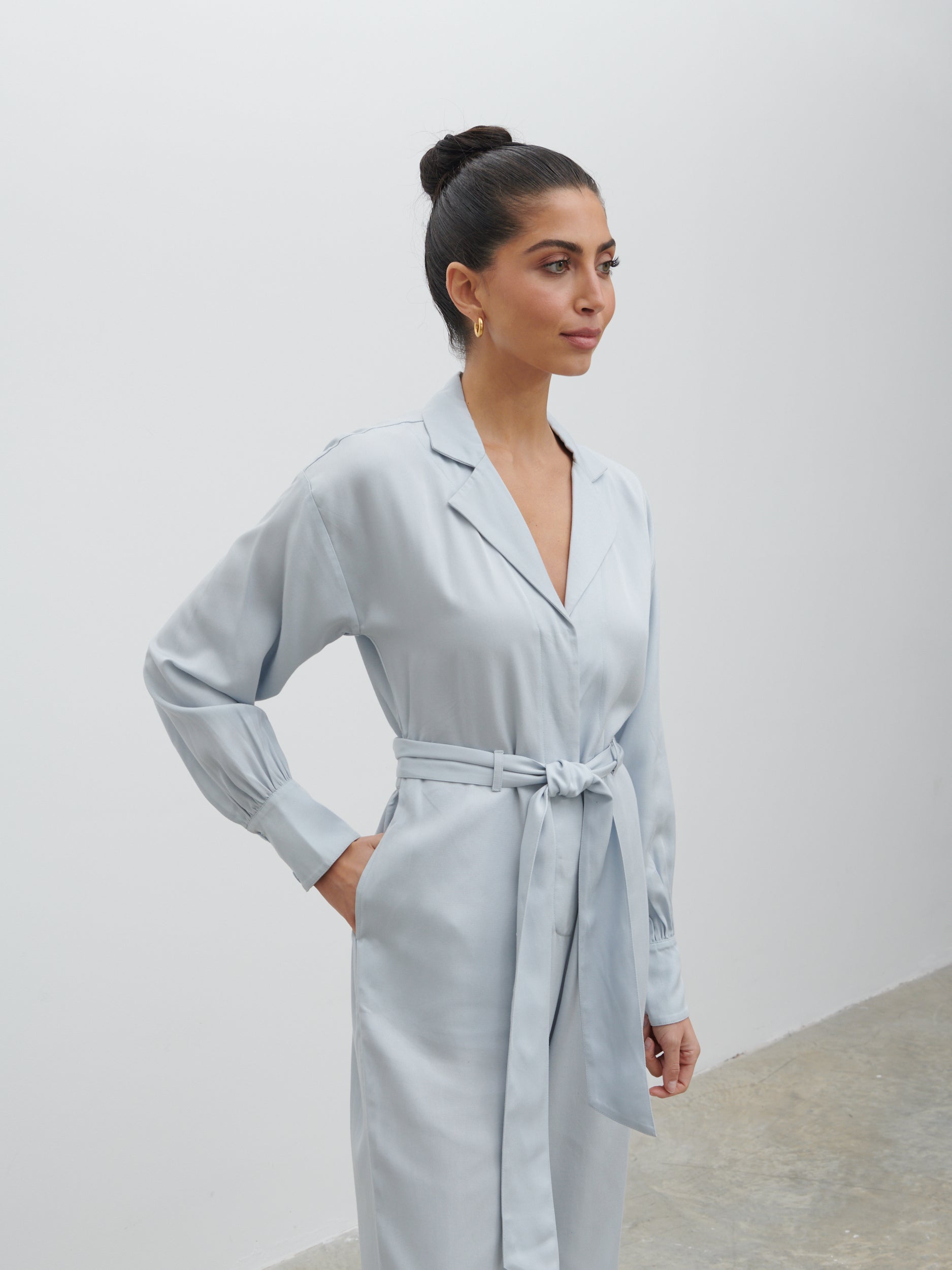 Zara Belted Jumpsuit - Denim Blue