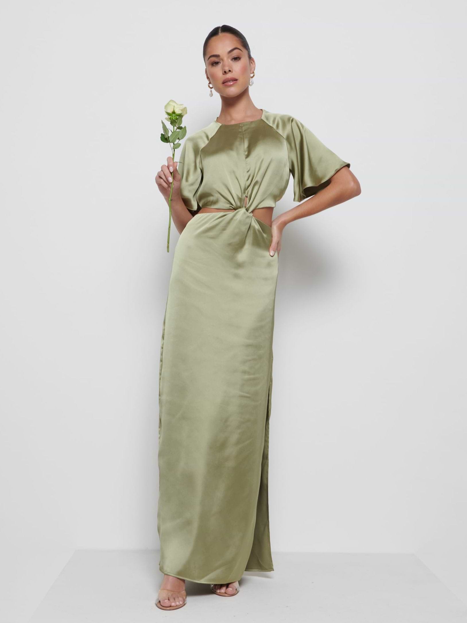 Zara Twist Knot Bridesmaid Dress - Olive