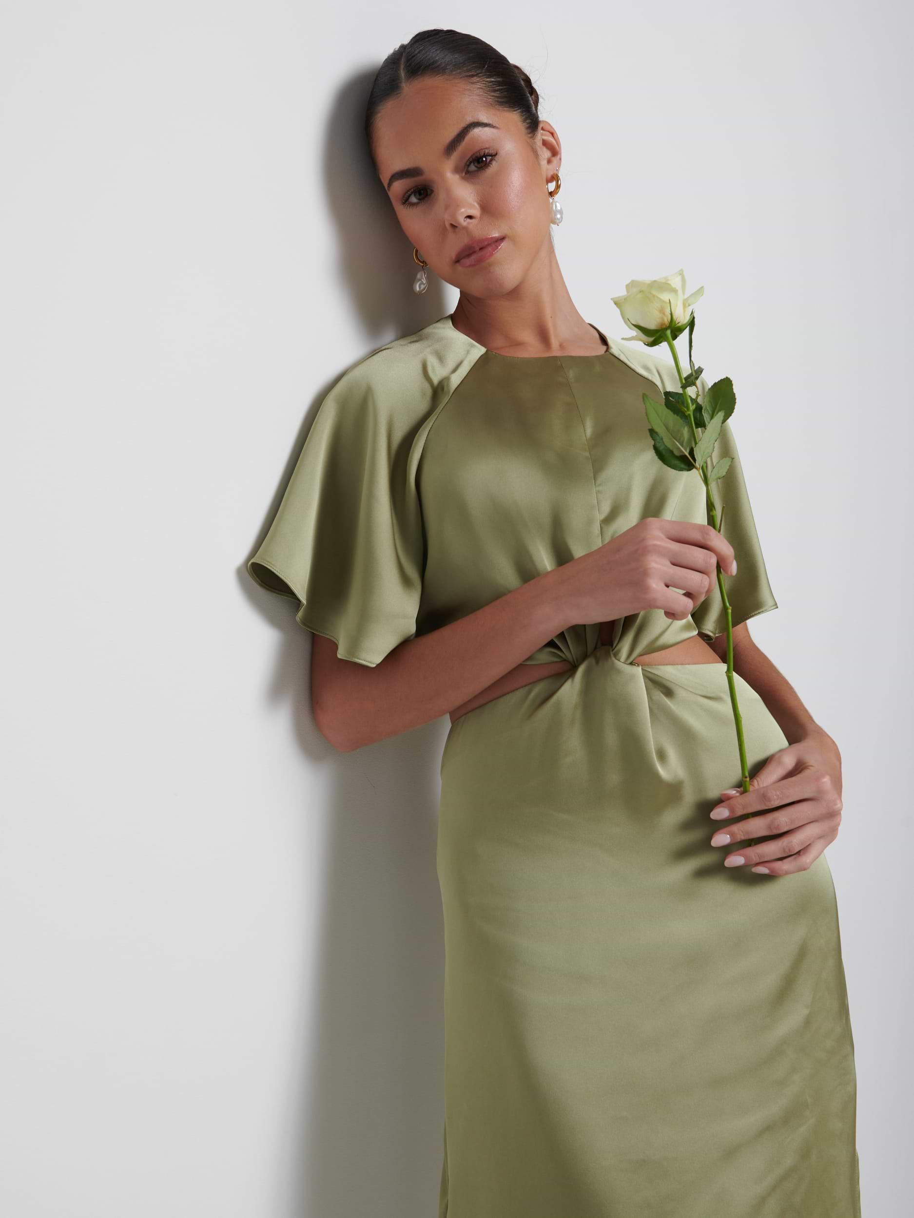 Zara Twist Knot Bridesmaid Dress - Olive