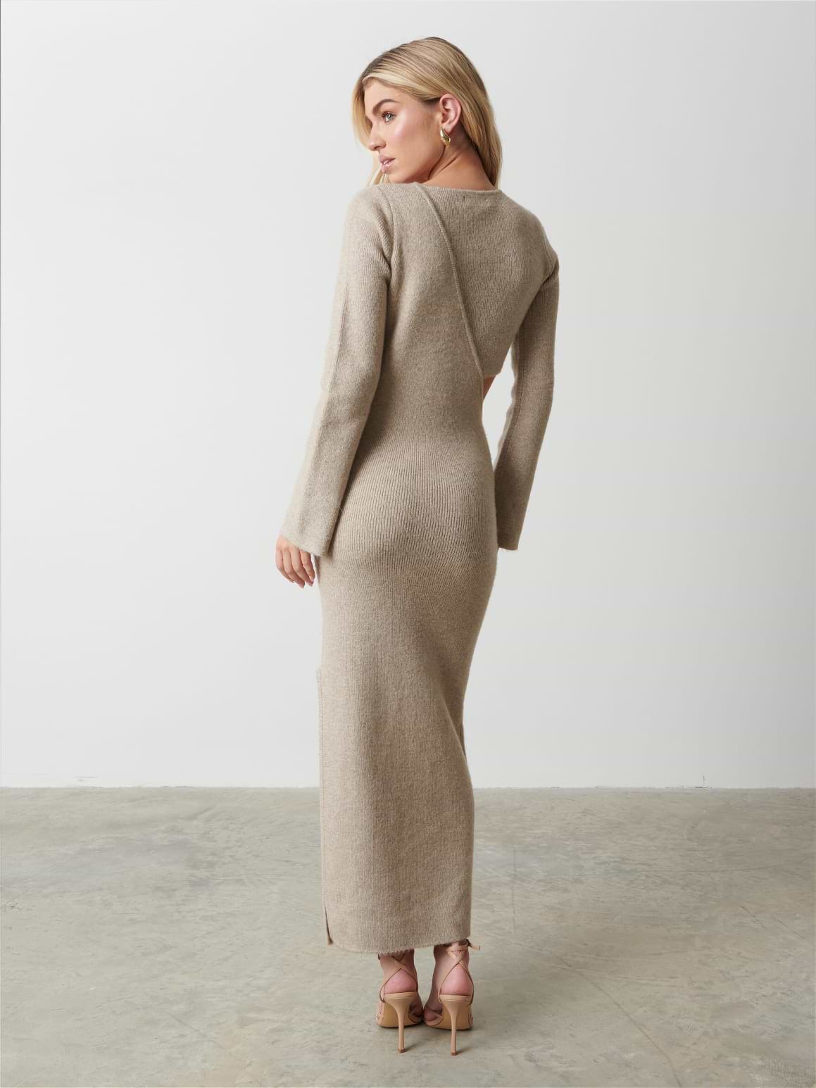 Zariah Space Dye Midaxi Dress - Beige