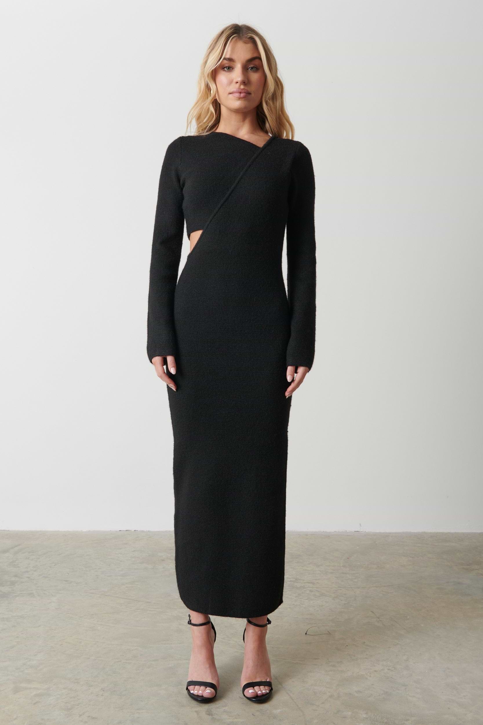Zariah Knit Midaxi Dress - Black