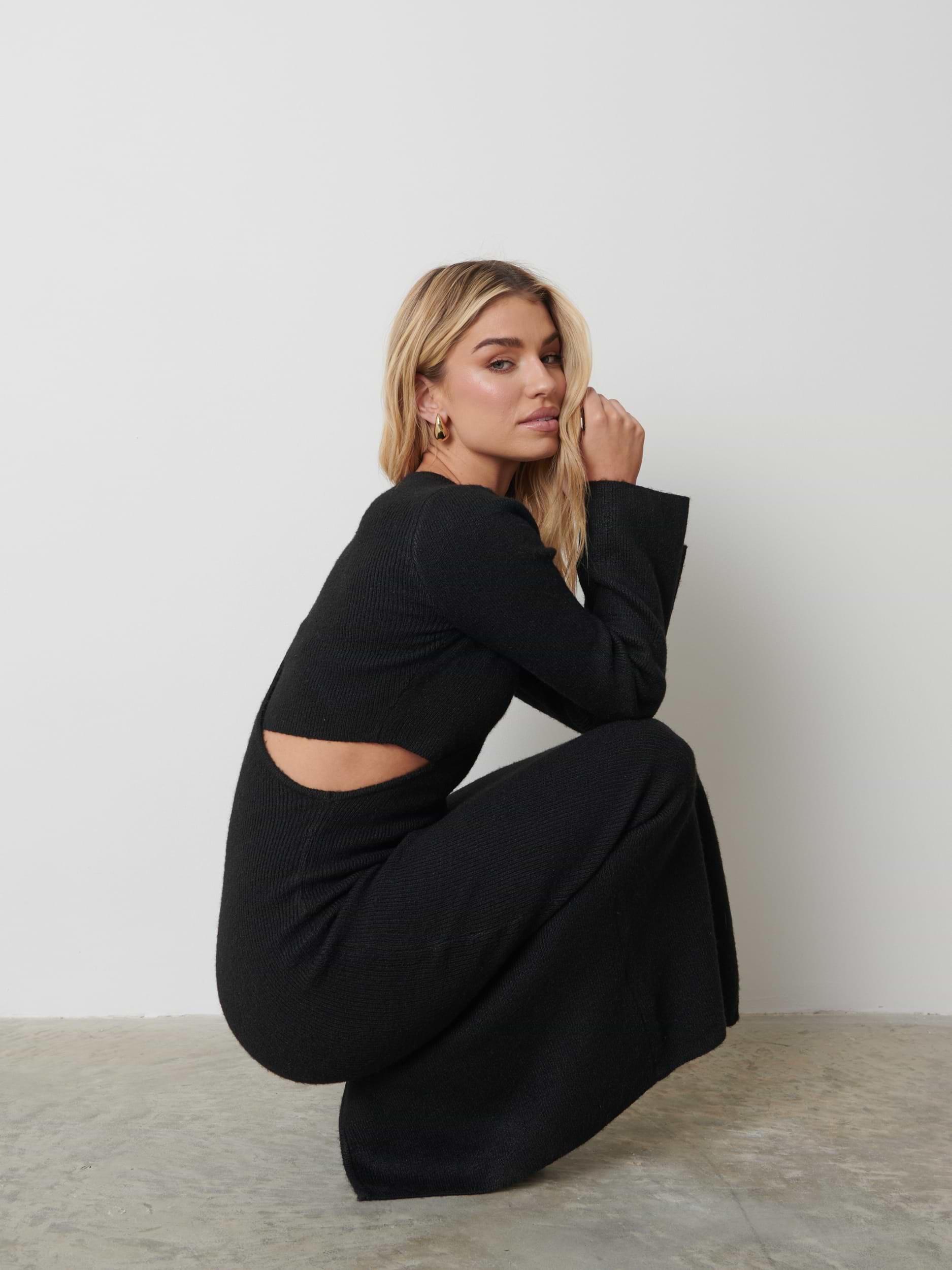 Zariah Knit Midaxi Dress - Black