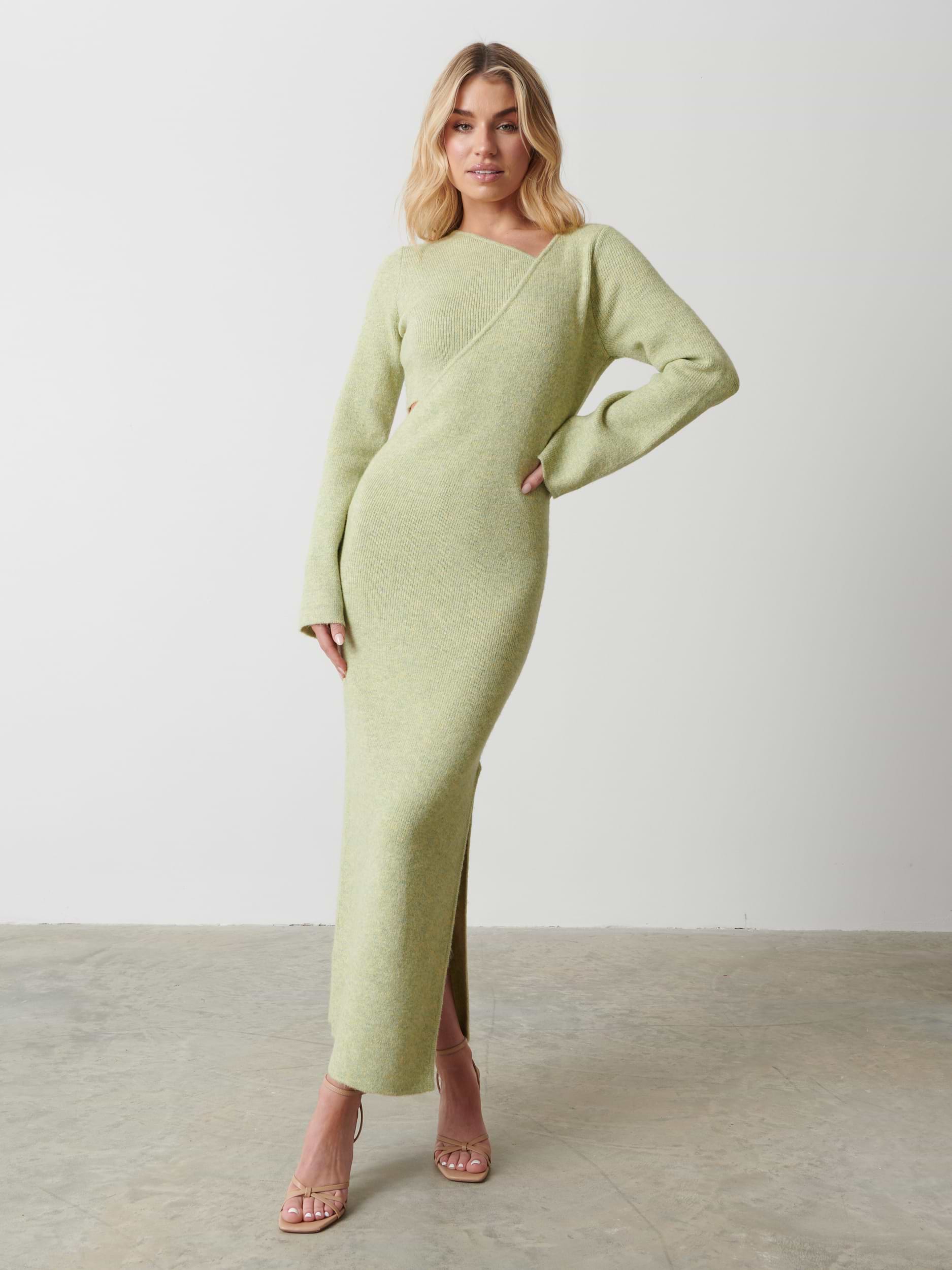Zariah Space Dye Midaxi Dress - Pistachio