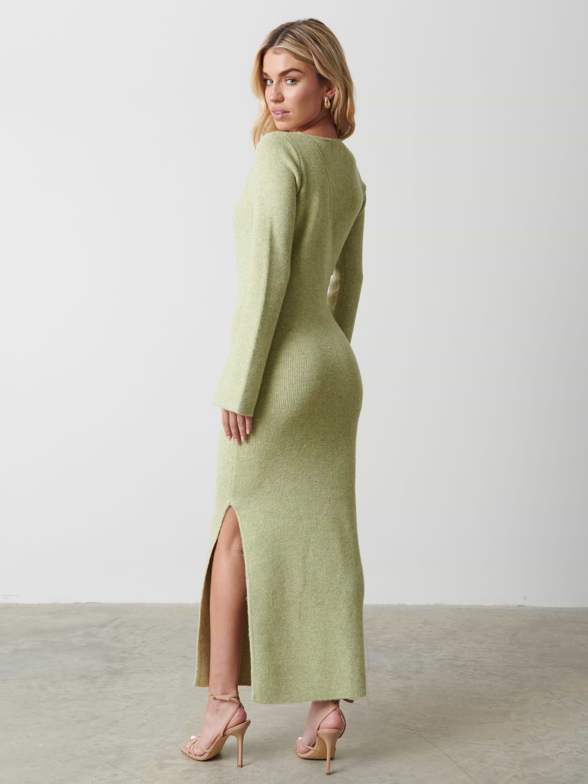 Zariah Space Dye Midaxi Dress - Pistachio