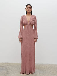 Zaya Plisse Metallic Maxi Dress - Pink