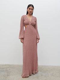 Zaya Plisse Metallic Maxi Dress - Pink