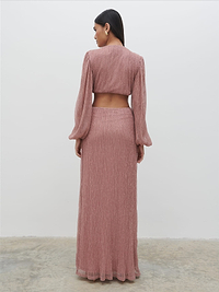 Zaya Plisse Metallic Maxi Dress - Pink
