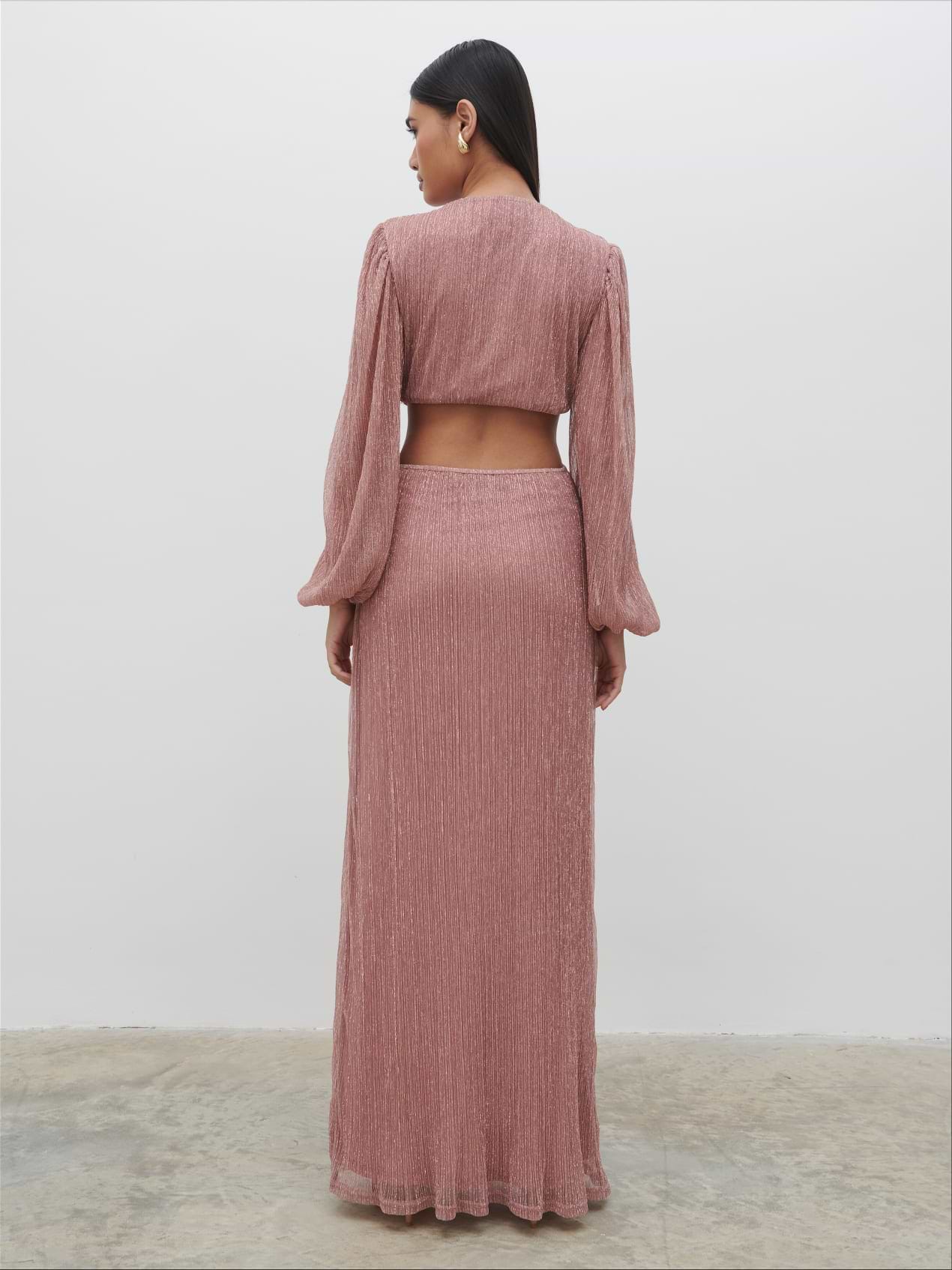 Zaya Plisse Metallic Maxi Dress - Pink