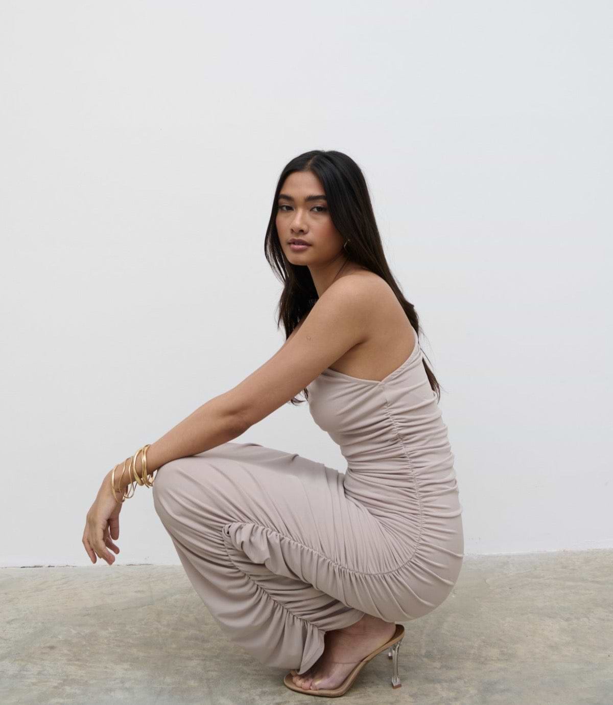 Zephee Jersey Midaxi Dress - Stone