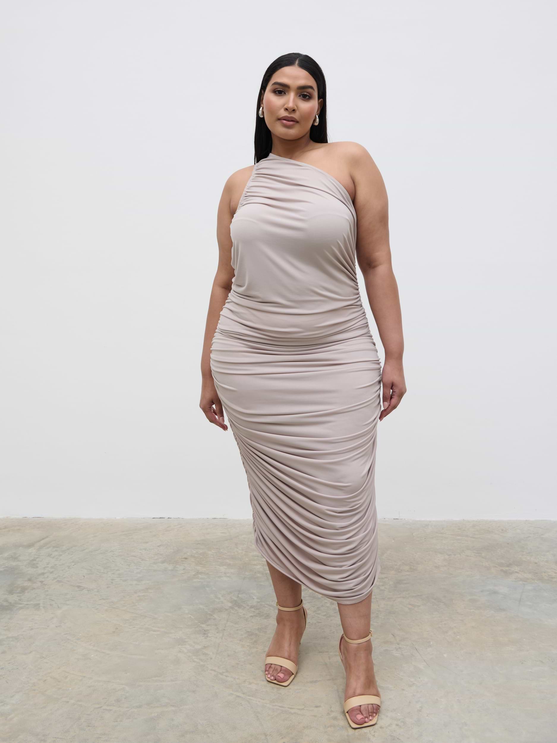 Zephee Jersey Midaxi Dress Curve - Stone
