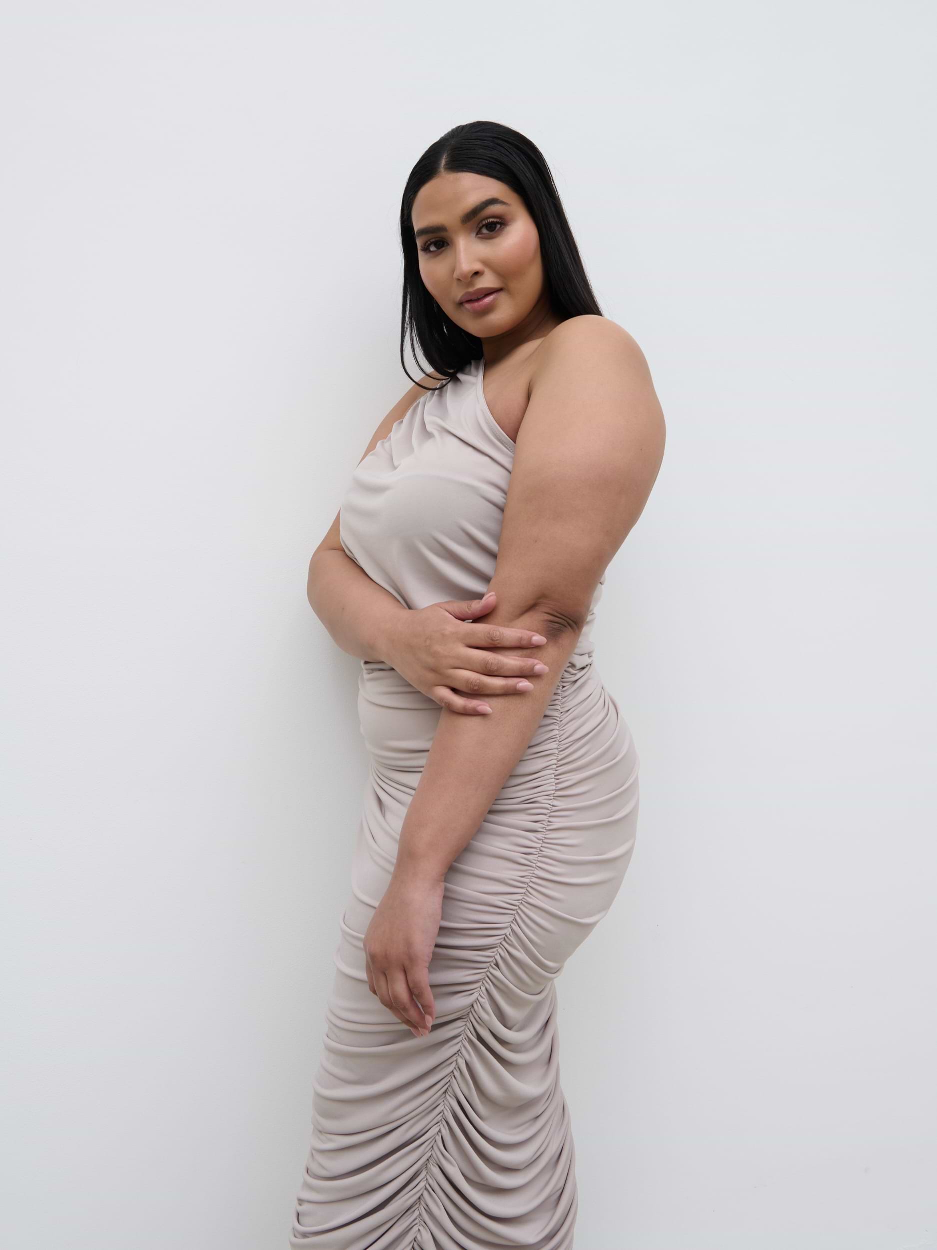 Zephee Jersey Midaxi Dress Curve - Stone