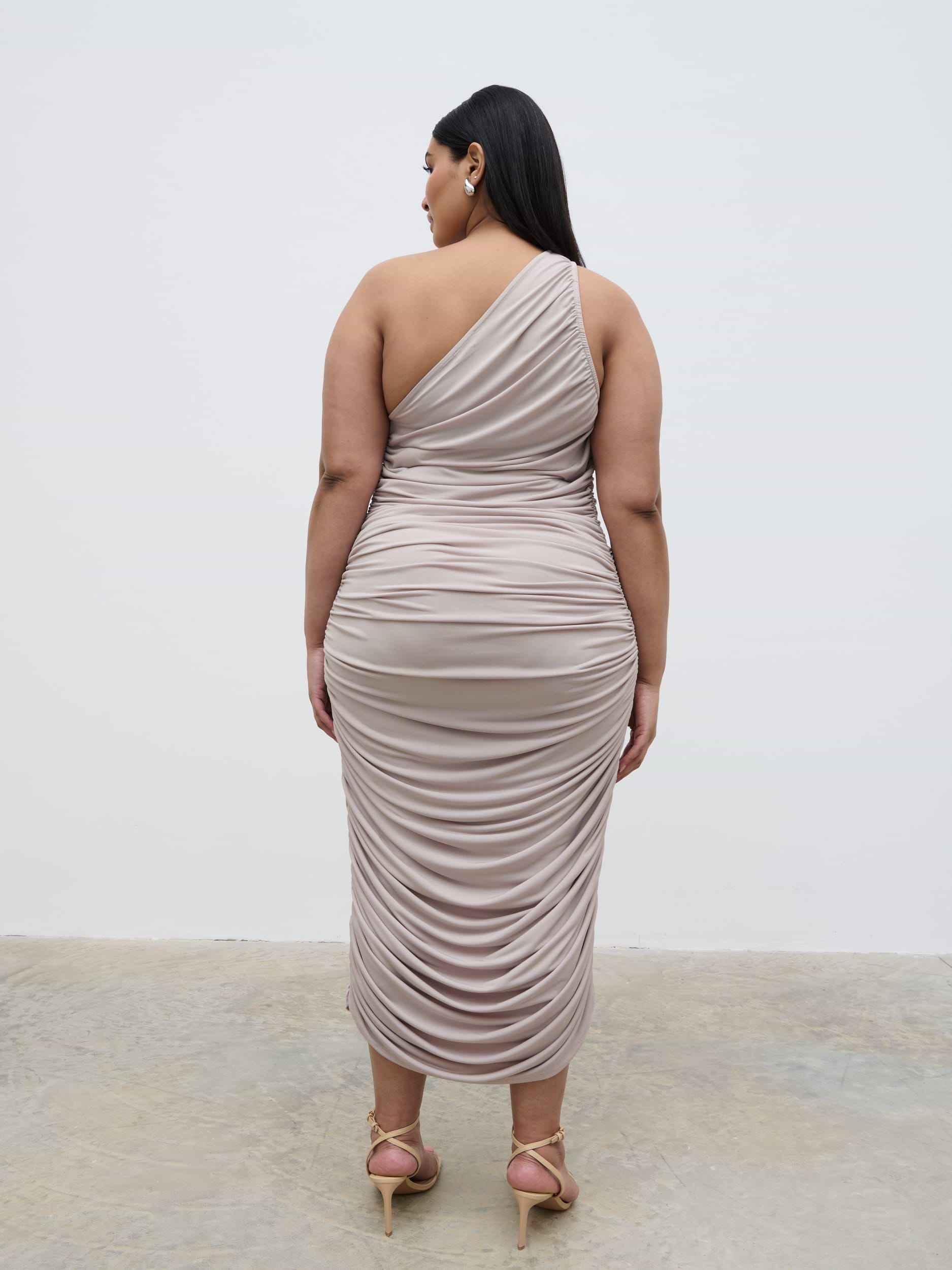 Zephee Jersey Midaxi Dress Curve - Stone