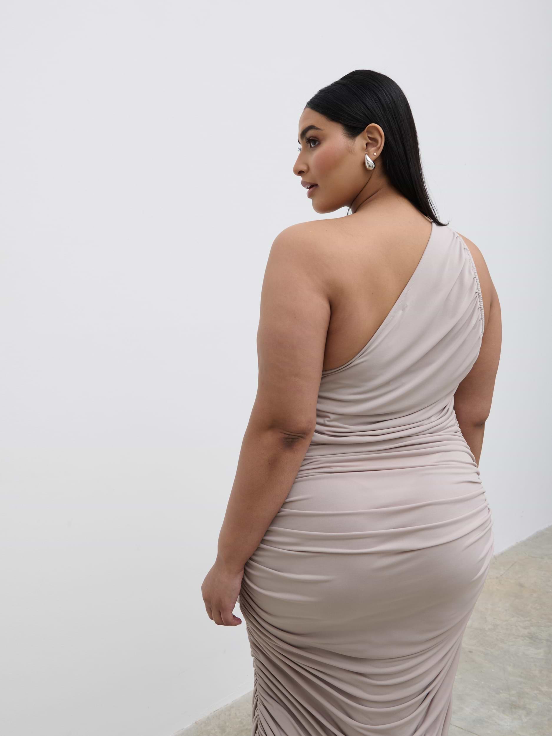 Zephee Jersey Midaxi Dress Curve - Stone