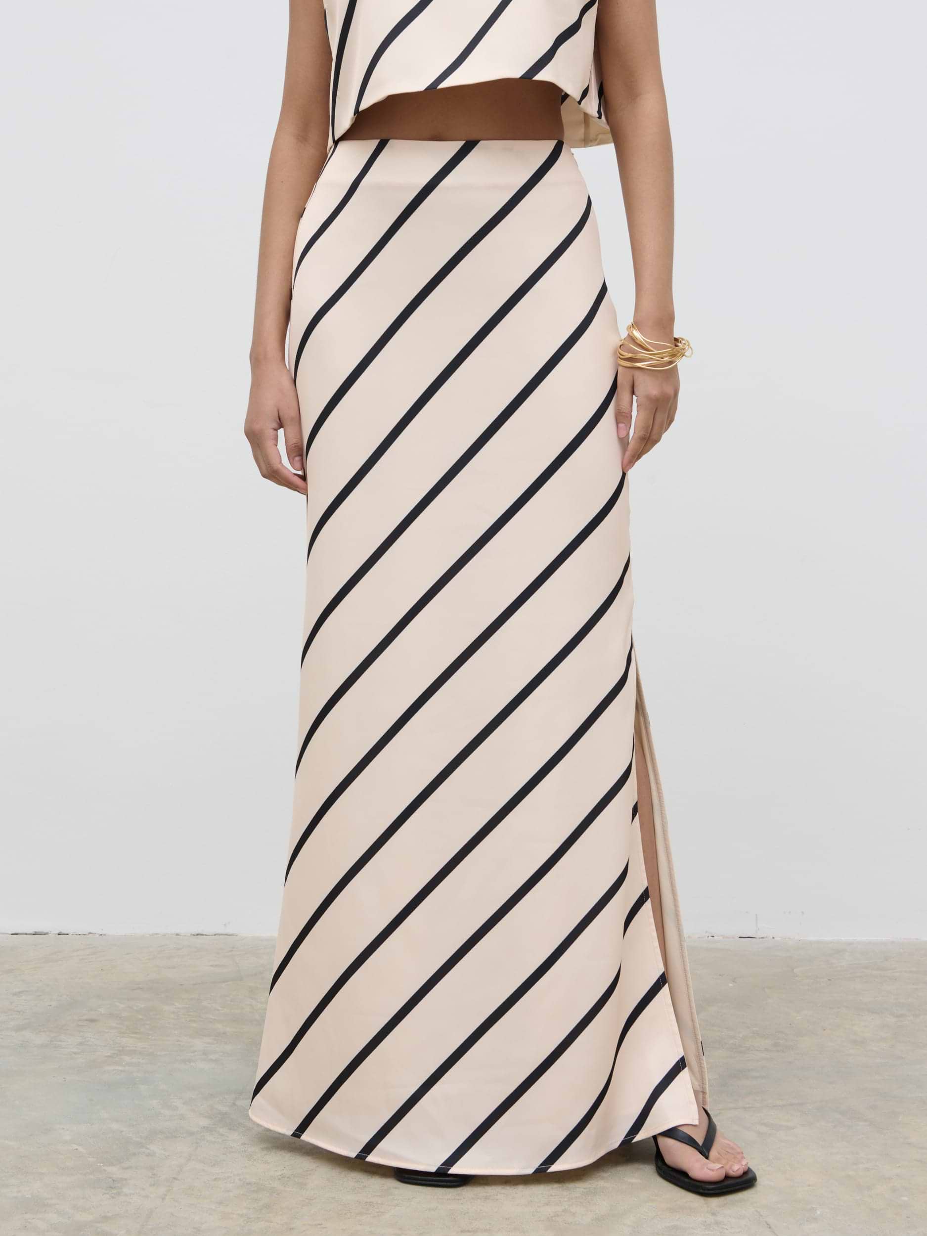 Zuri Maxi Skirt - Asymmetric Stripe