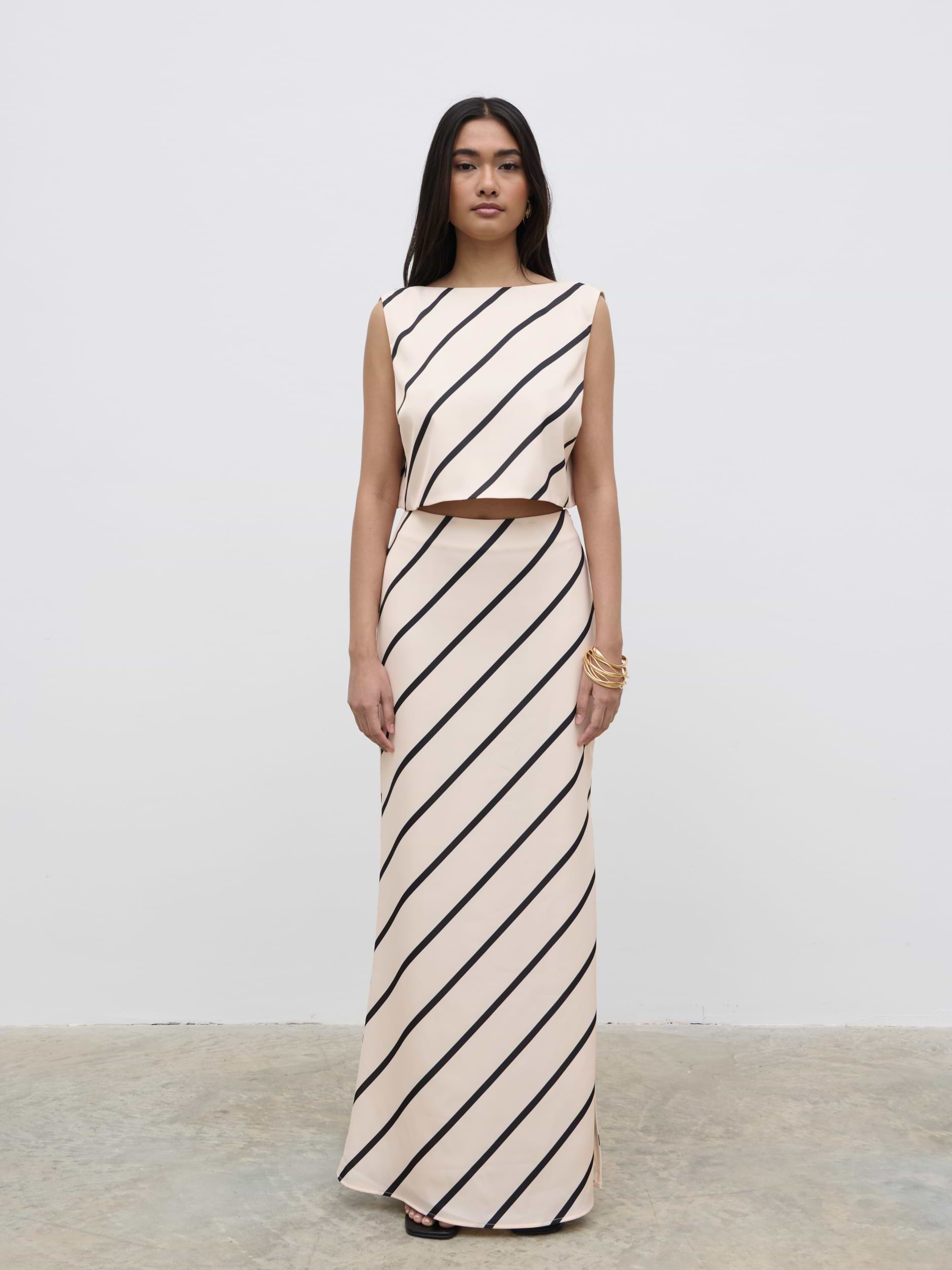 Zuri Tied Striped Top - Asymmetric Stripe