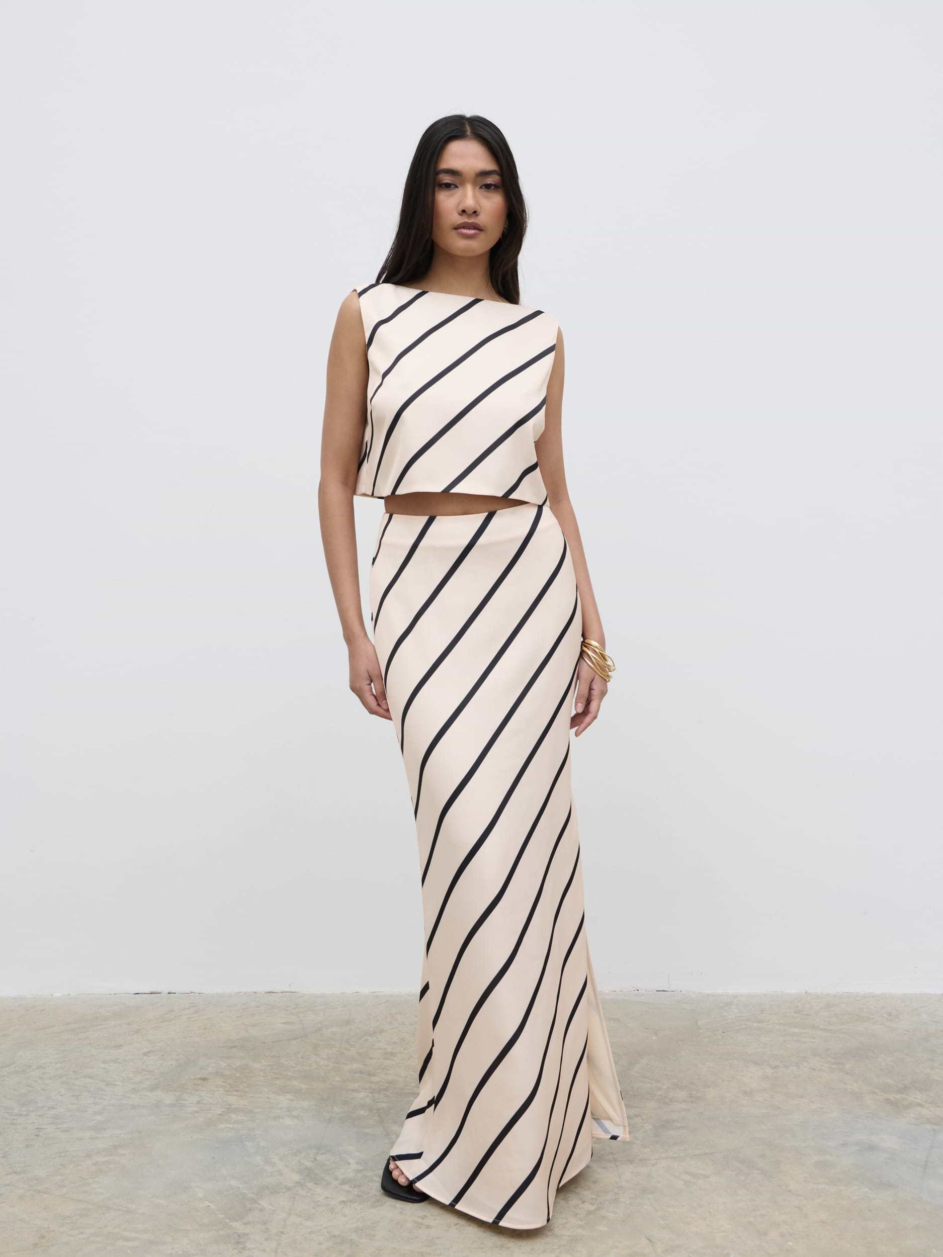 Zuri Maxi Skirt - Asymmetric Stripe