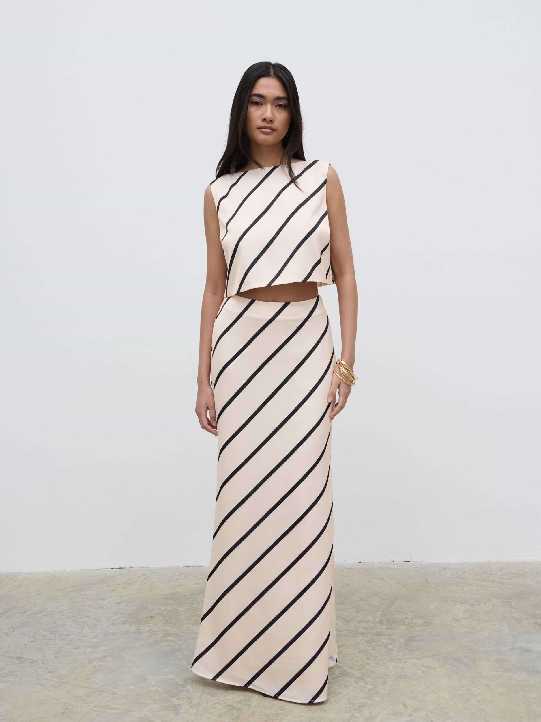 Zuri Tied Striped Top - Asymmetric Stripe