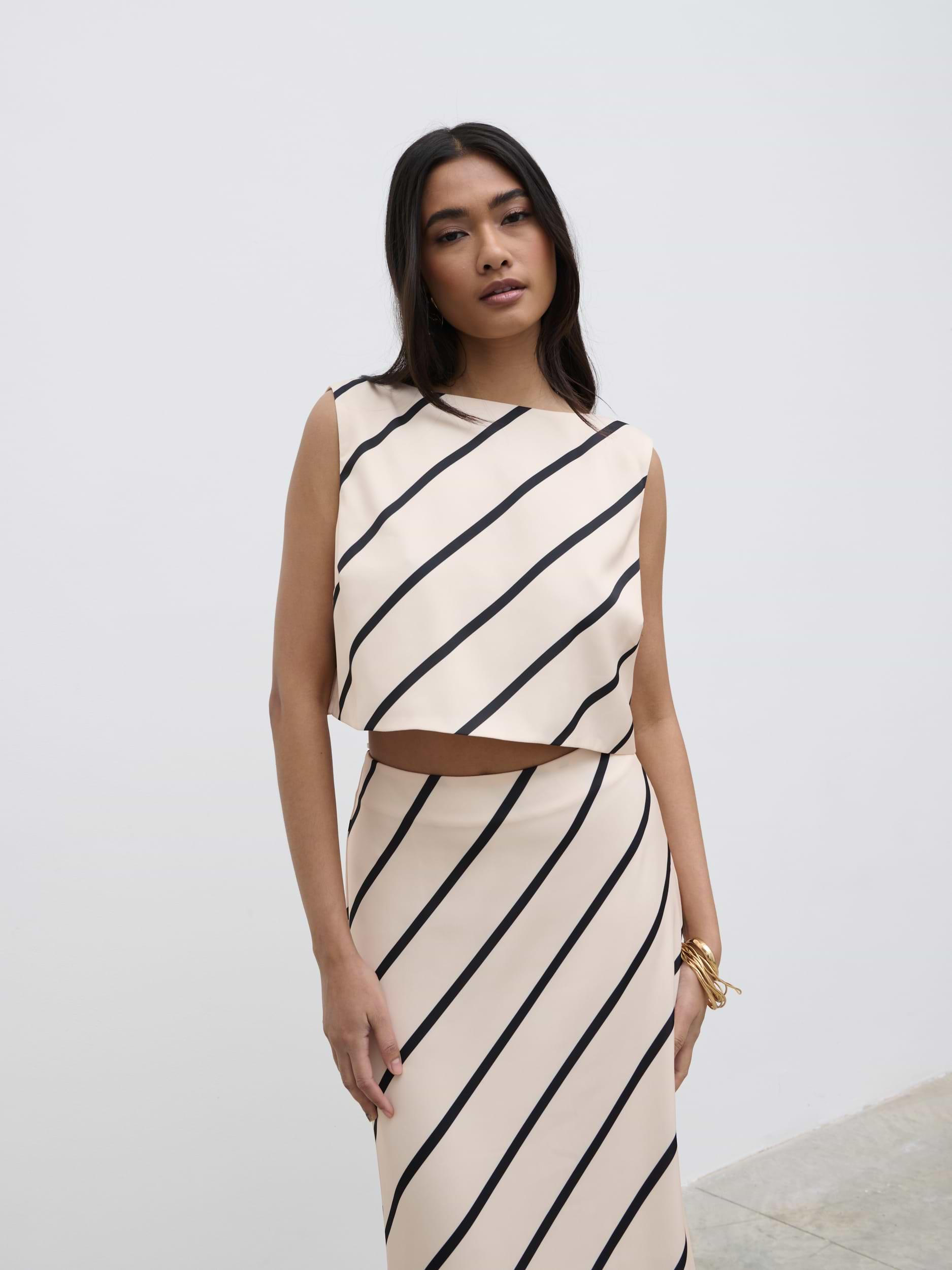 Zuri Tied Striped Top - Asymmetric Stripe
