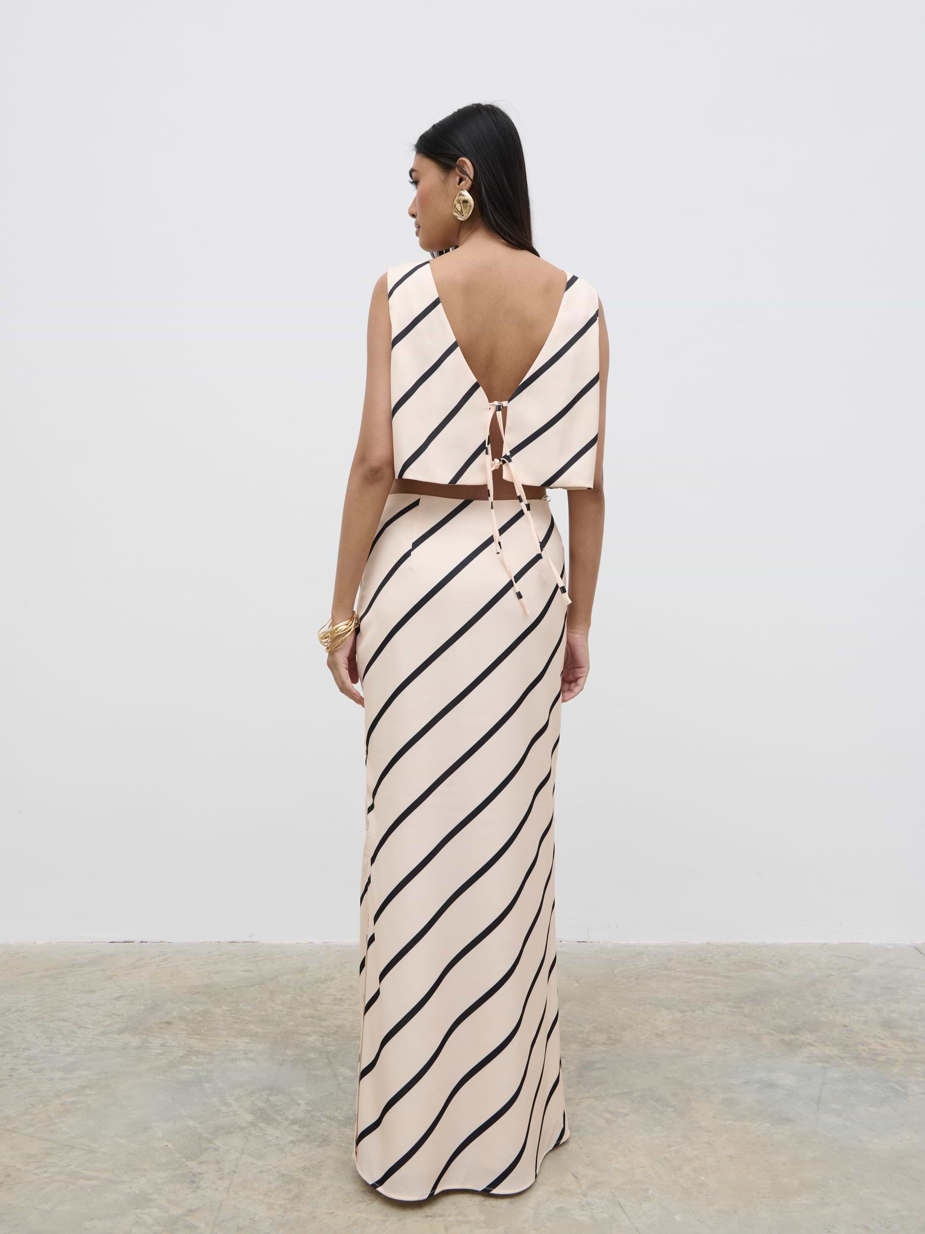 Zuri Tied Striped Top - Asymmetric Stripe