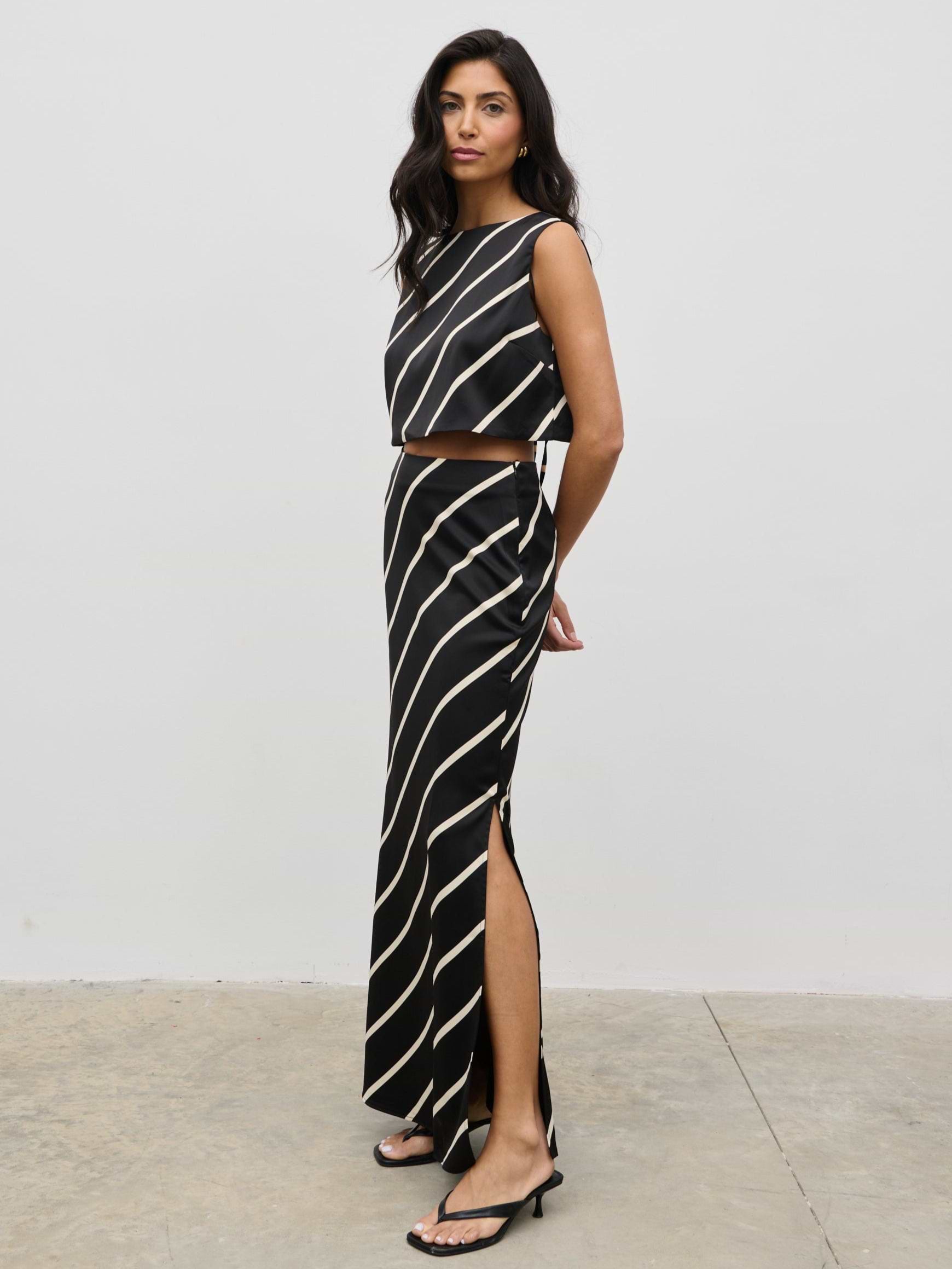 Zuri Maxi Skirt - Asymmetric Stripe