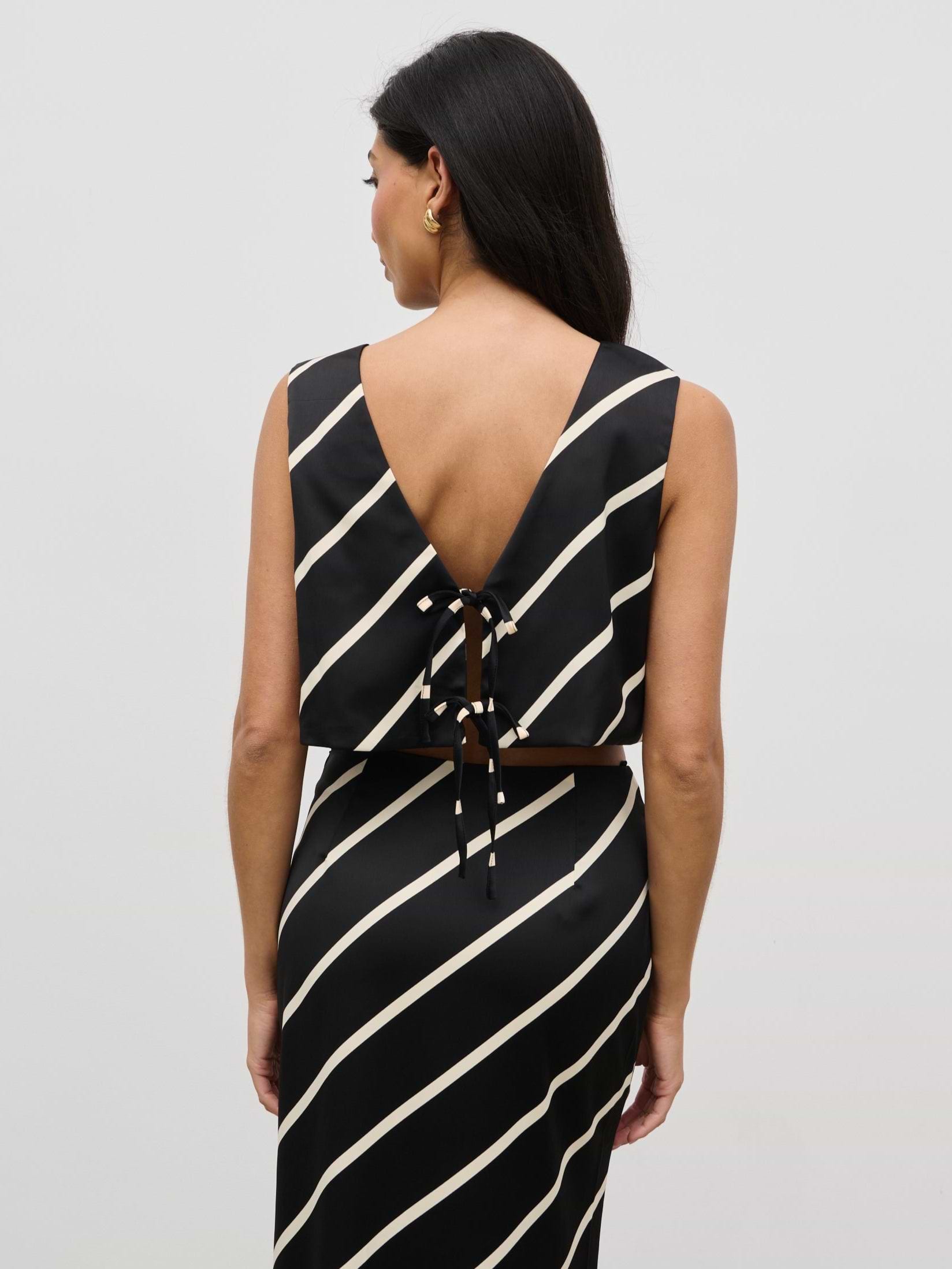 Zuri Tied Striped Top - Asymmetric Stripe
