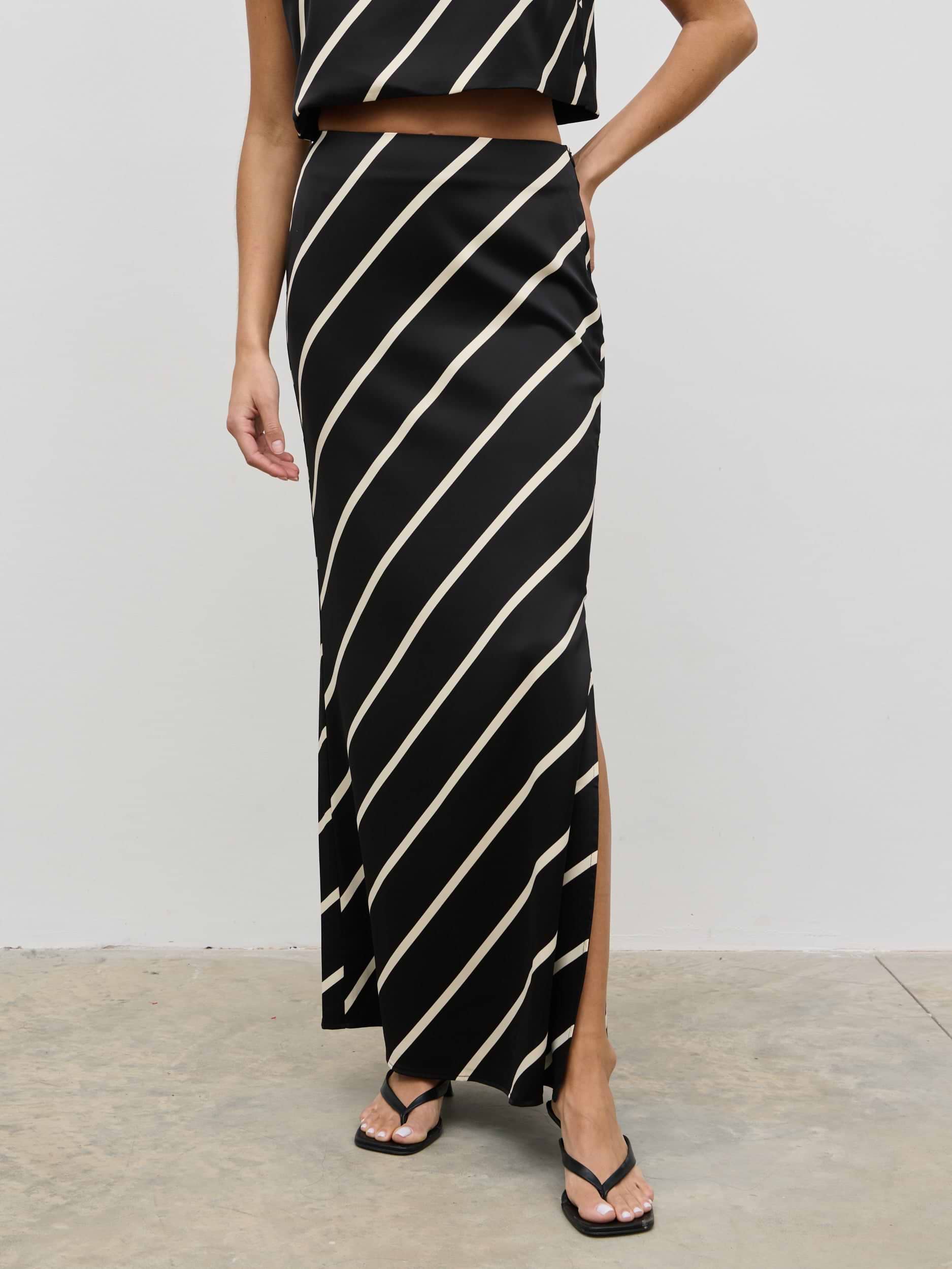 Zuri Maxi Skirt - Asymmetric Stripe