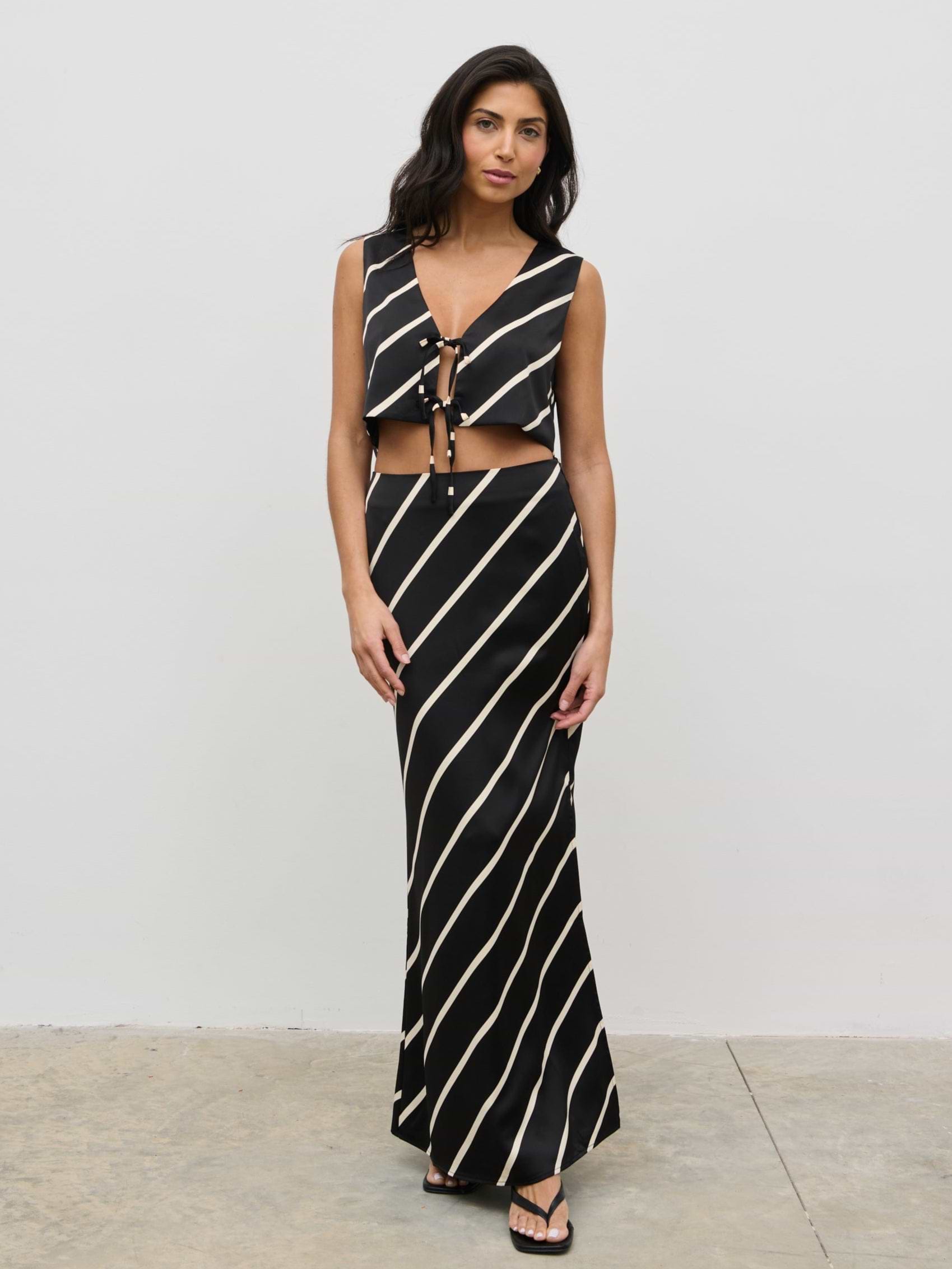 Zuri Tied Striped Top - Asymmetric Stripe
