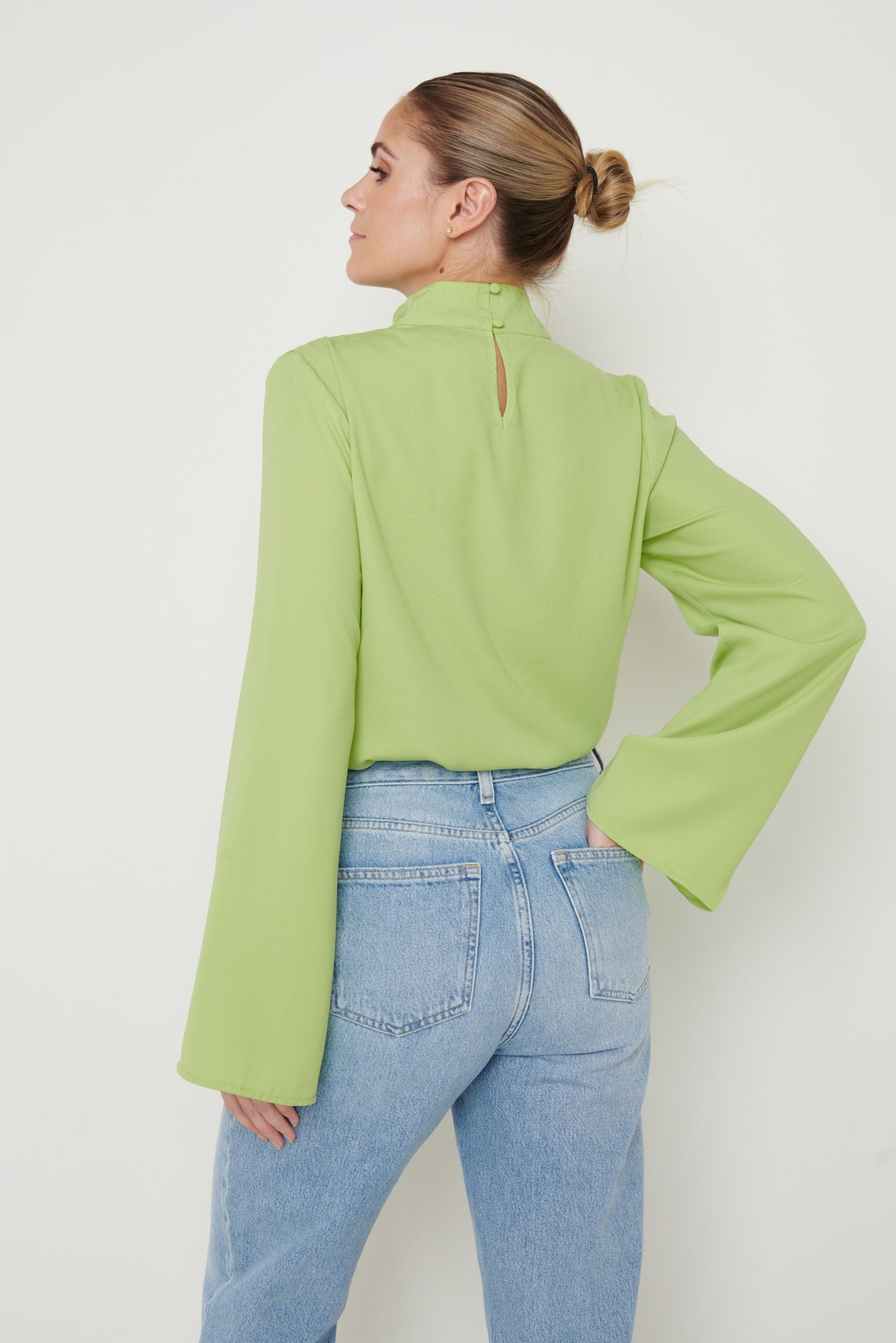 Athene Cut Out Blouse - Apple Green