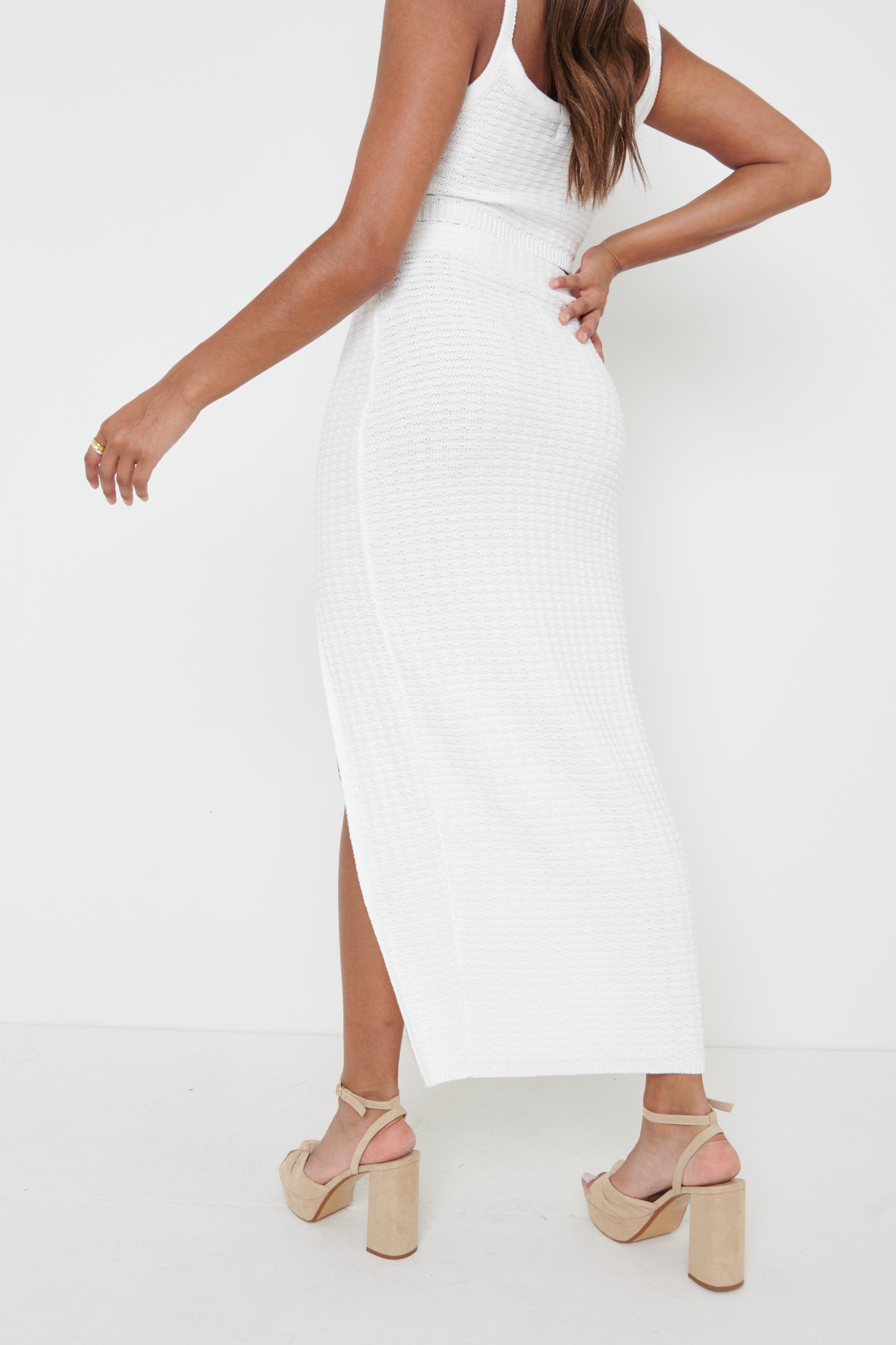 Celine Crochet Knit Skirt - Cream