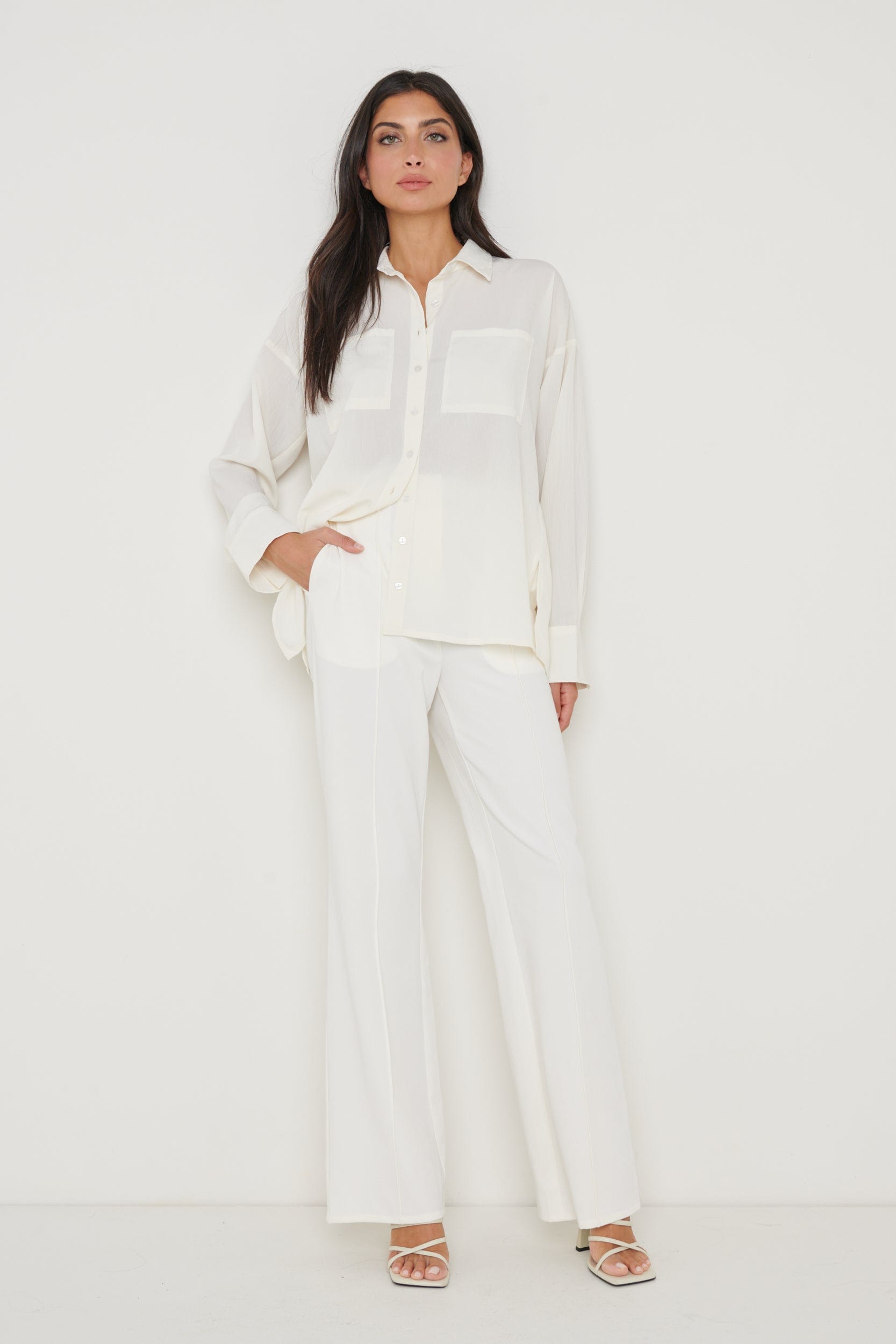 Drew Crinkle Shirt - White