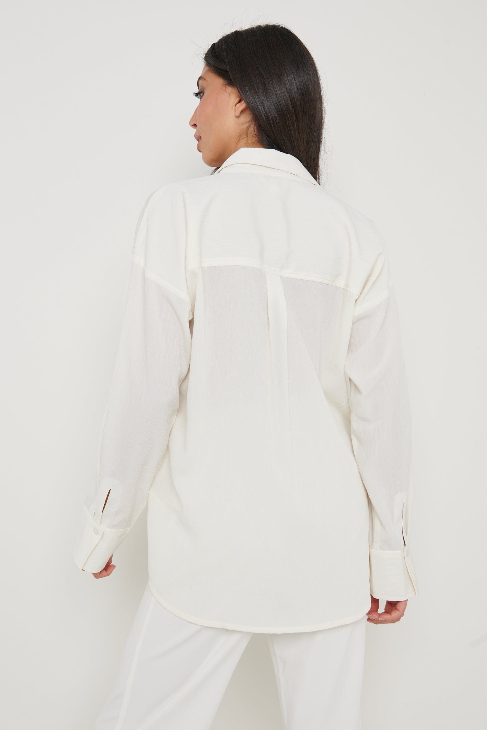 Drew Crinkle Shirt - White