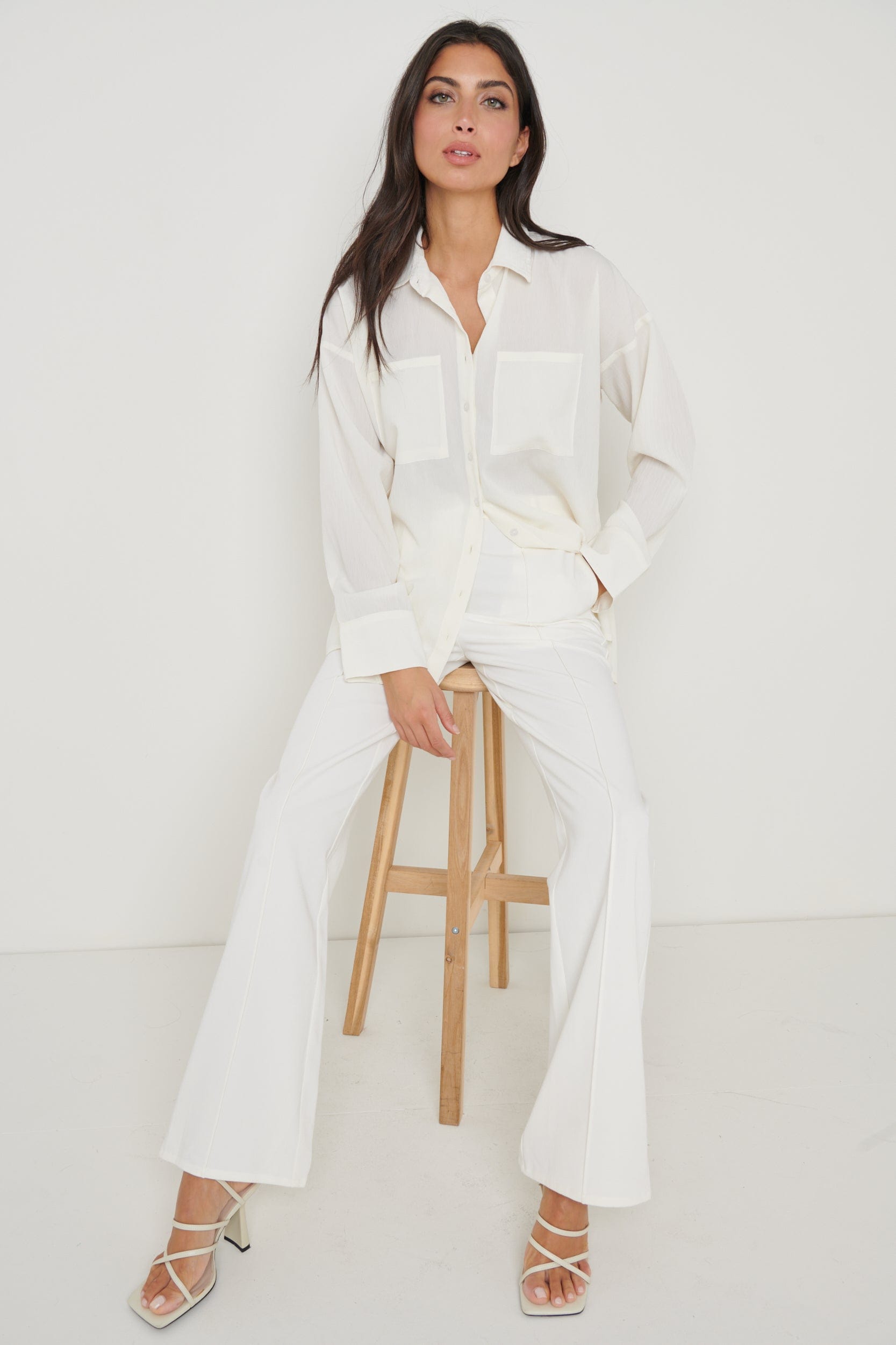 Drew Crinkle Shirt - White