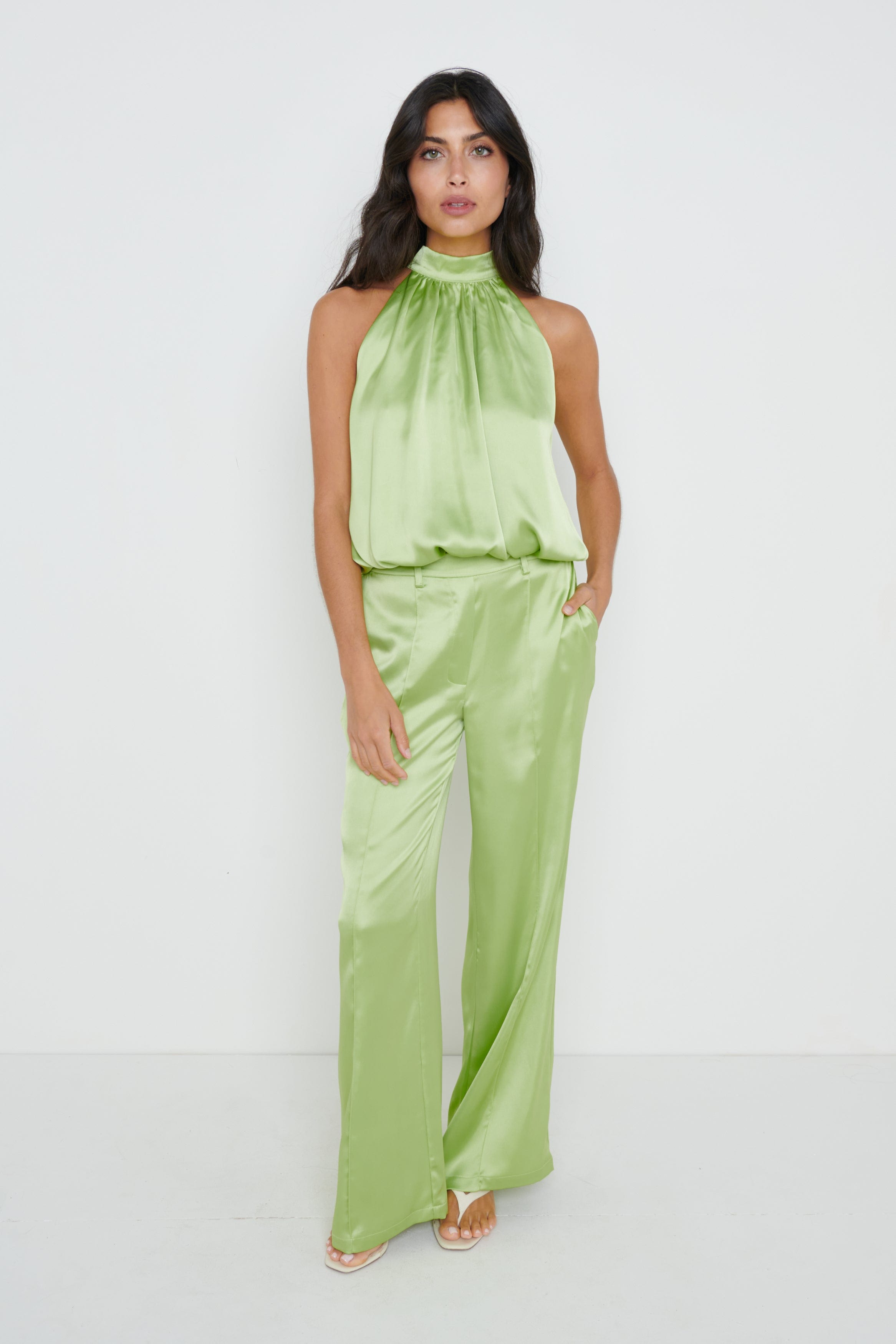 Hailee Satin Trousers - Green