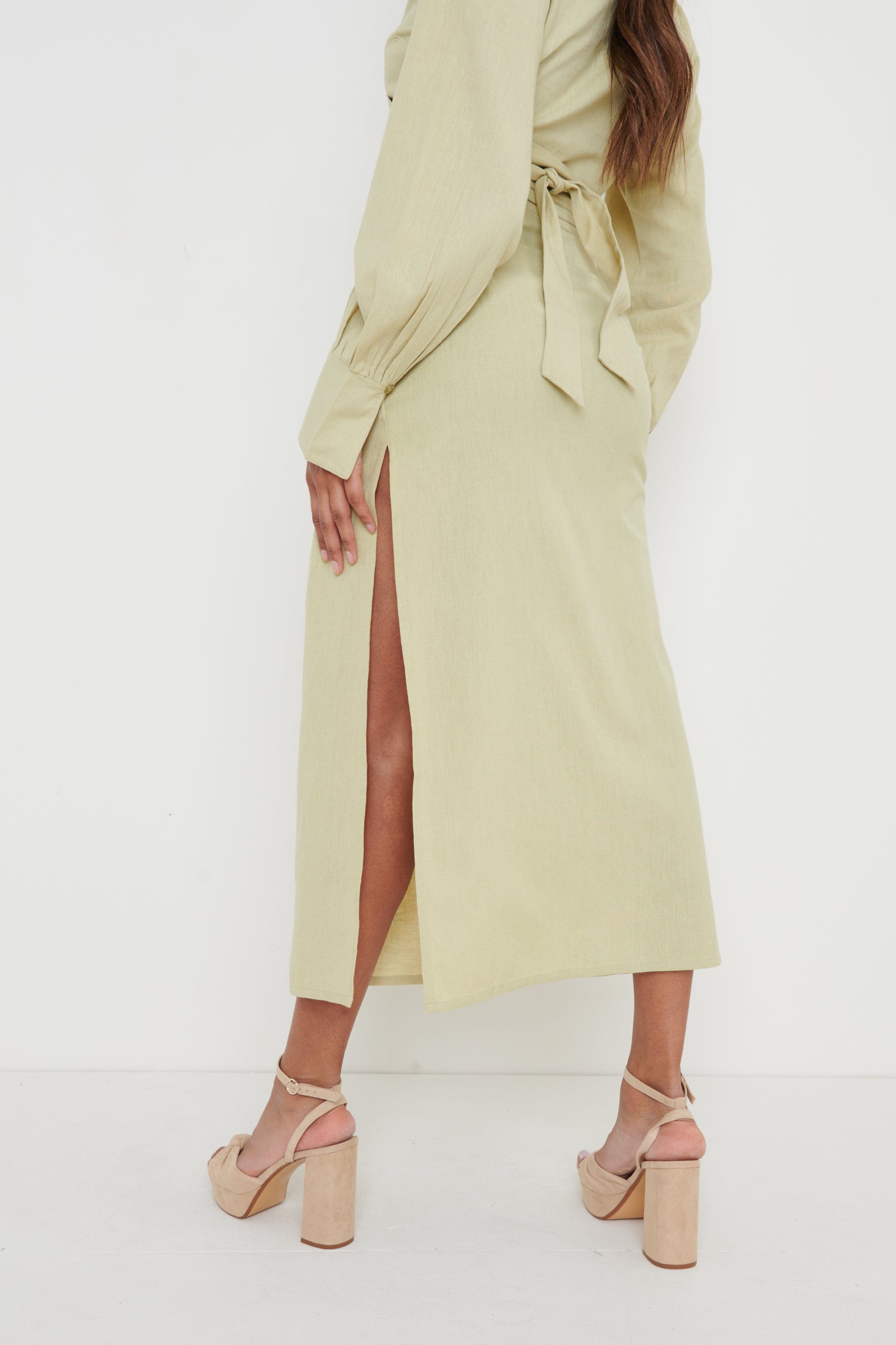 Harrie Ruched Skirt - Olive Green