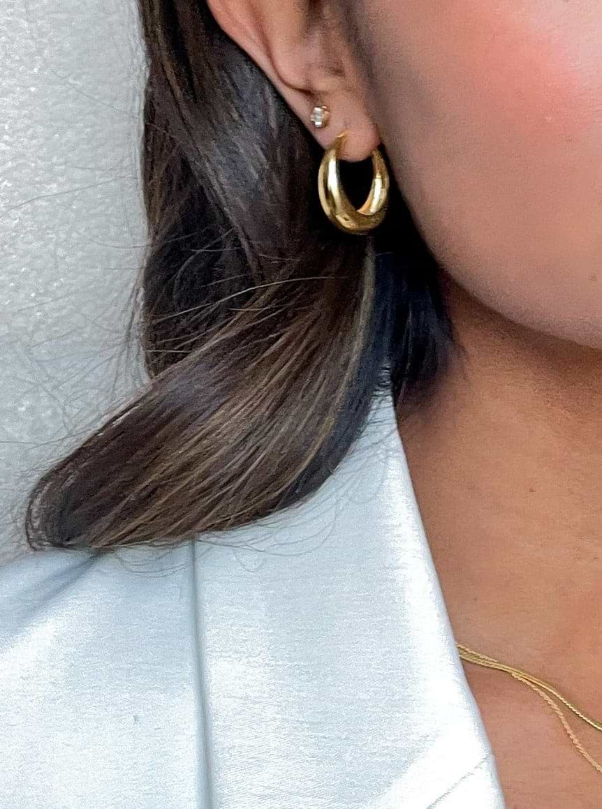 Eloma Boat Shaped Earrings - Recycled Silver Gold Plated