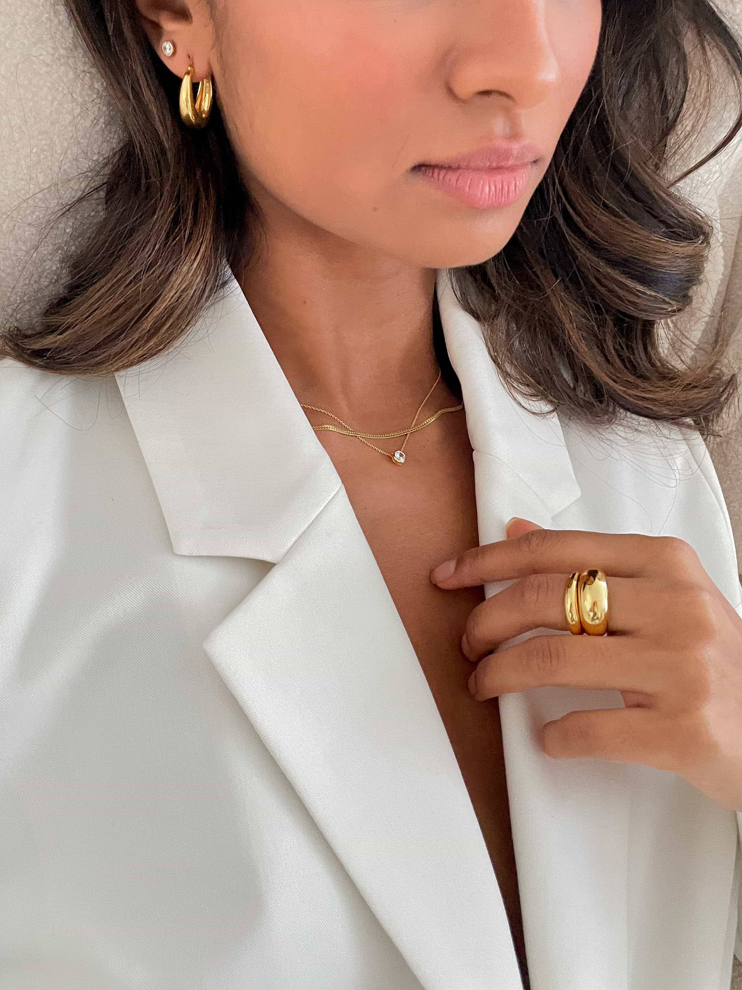 Renetta Thin Band Ring - Recycled Silver Gold Plated