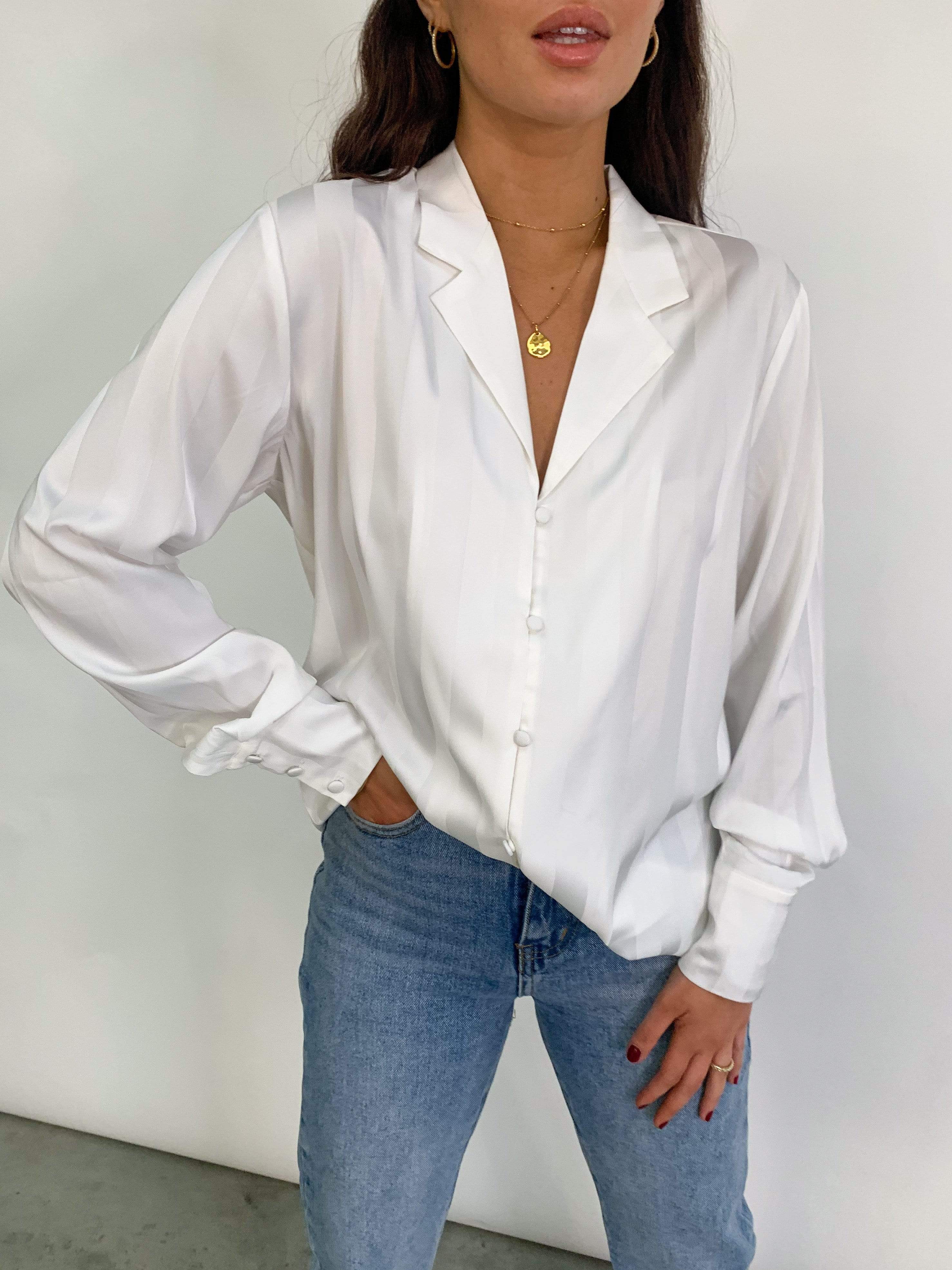 Bronte Button Blouse - White
