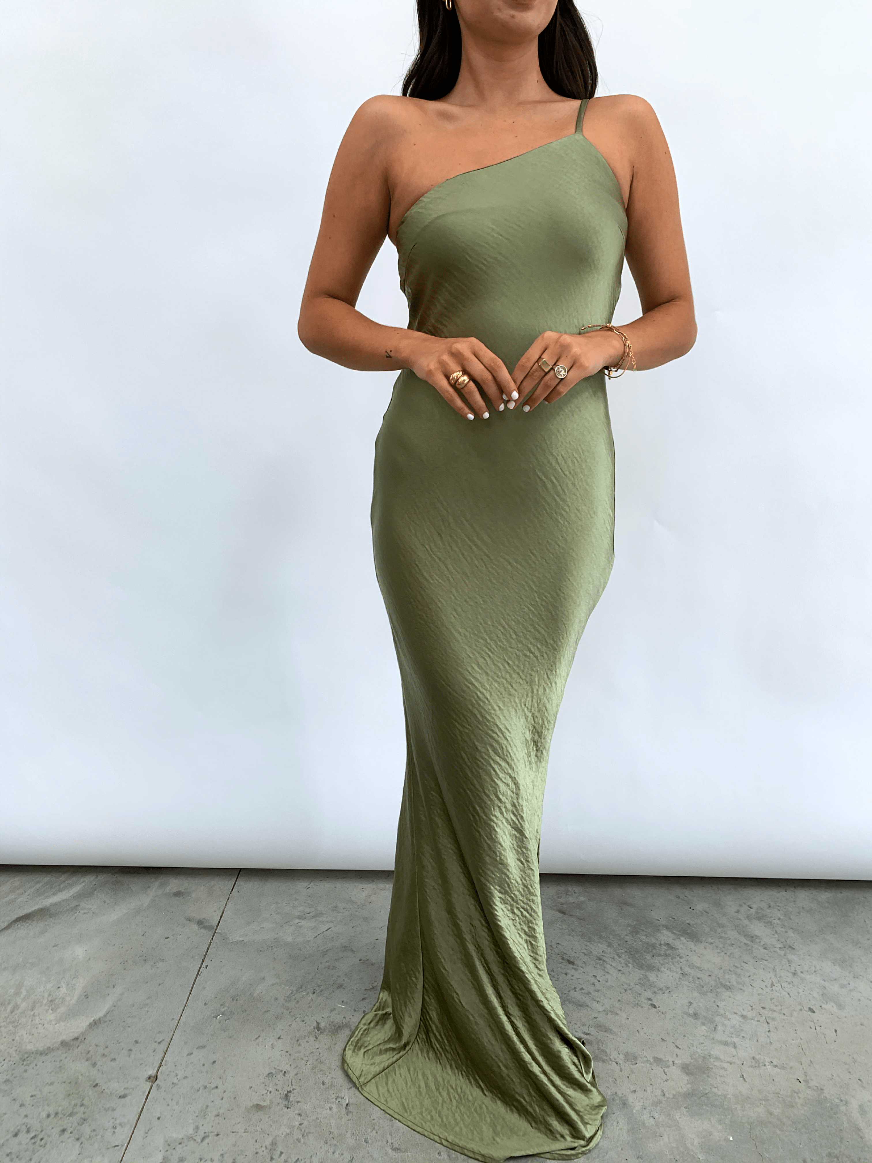Amelia Maxi Dress - Matte Olive Green