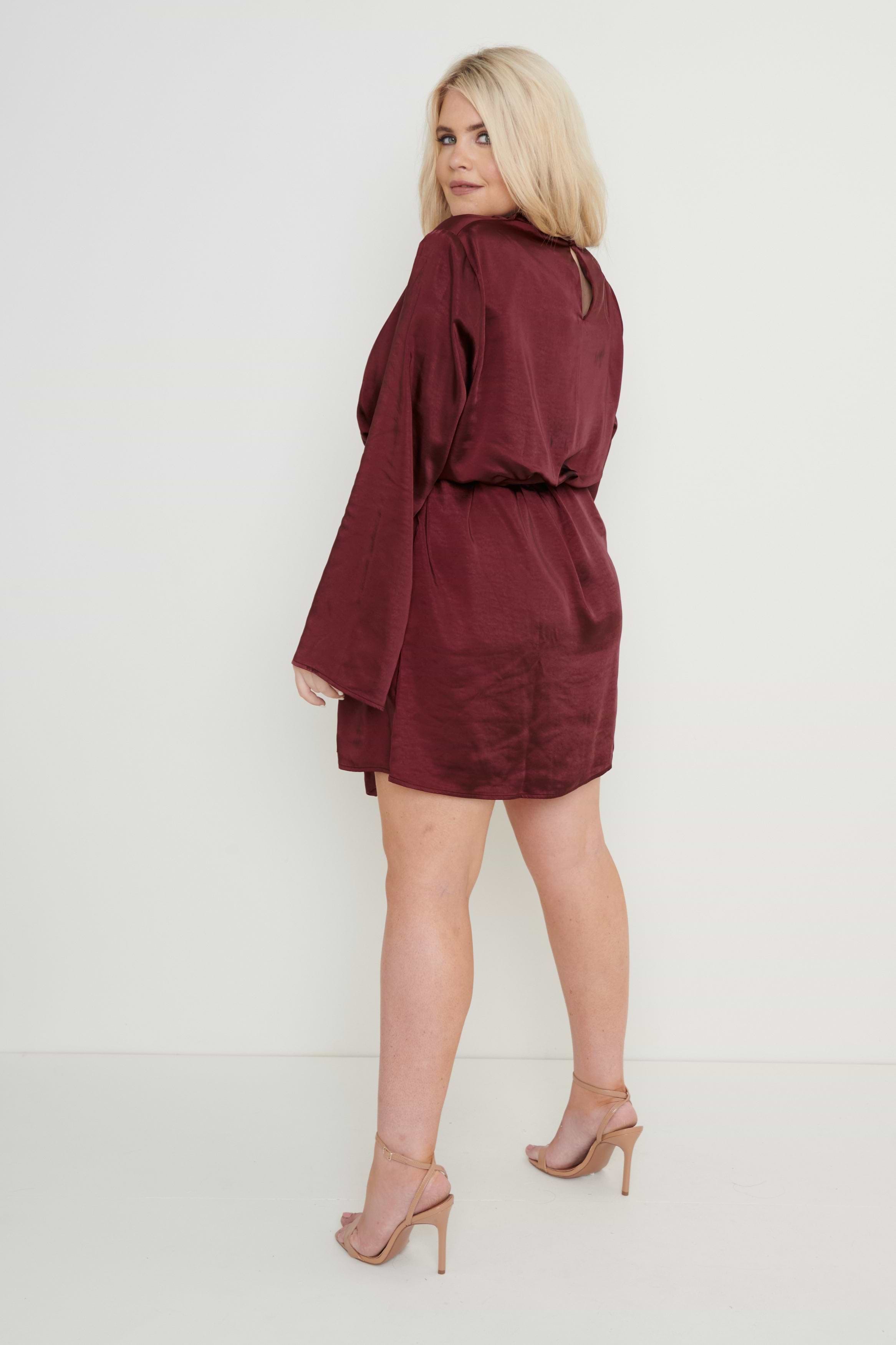 Jayda Cowl Neck Dress - Wine