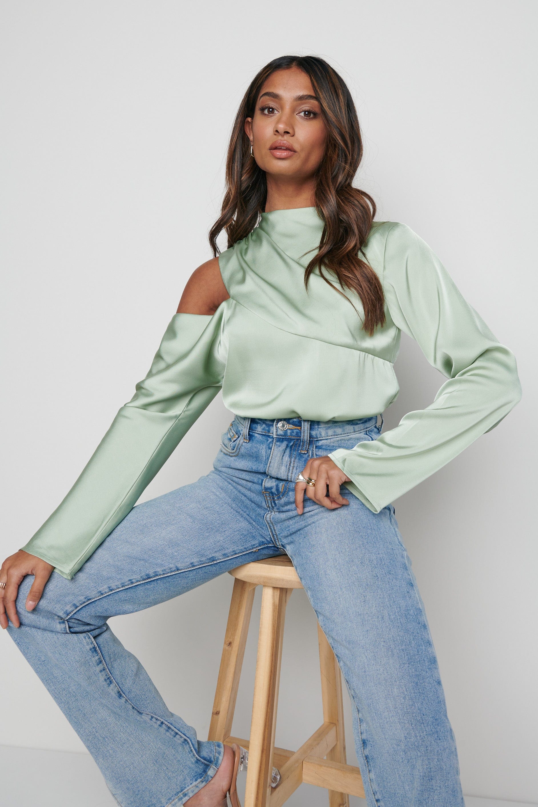Jett Asymmetric Blouse - Mint