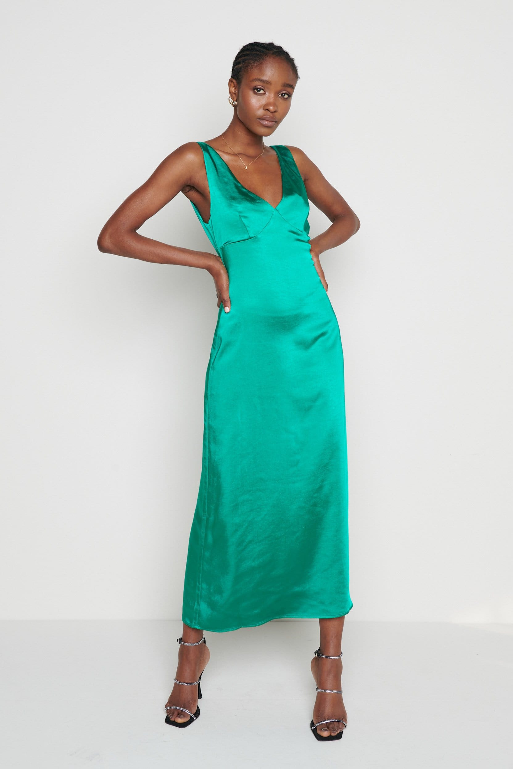 Piper Low Back Midaxi Dress - Bright Emerald