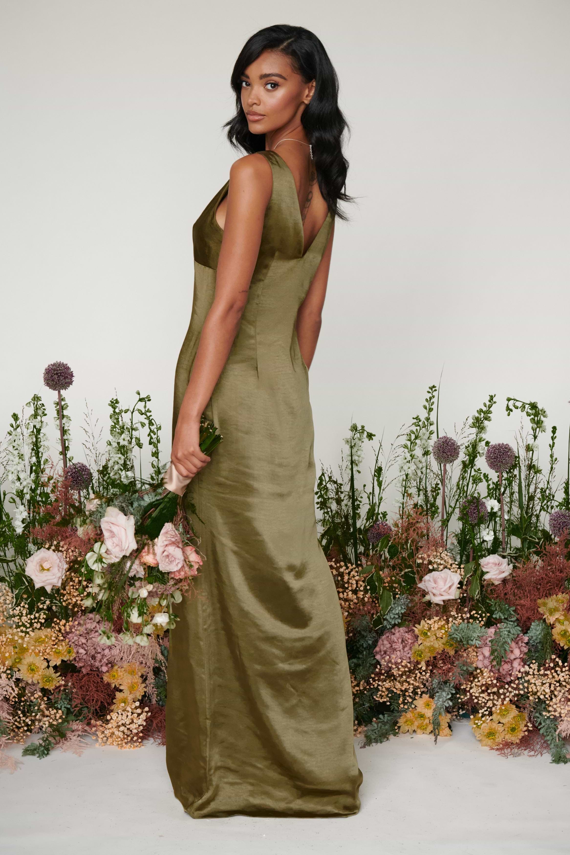 Piper Maxi Bridesmaid Dress - Matte Military Olive