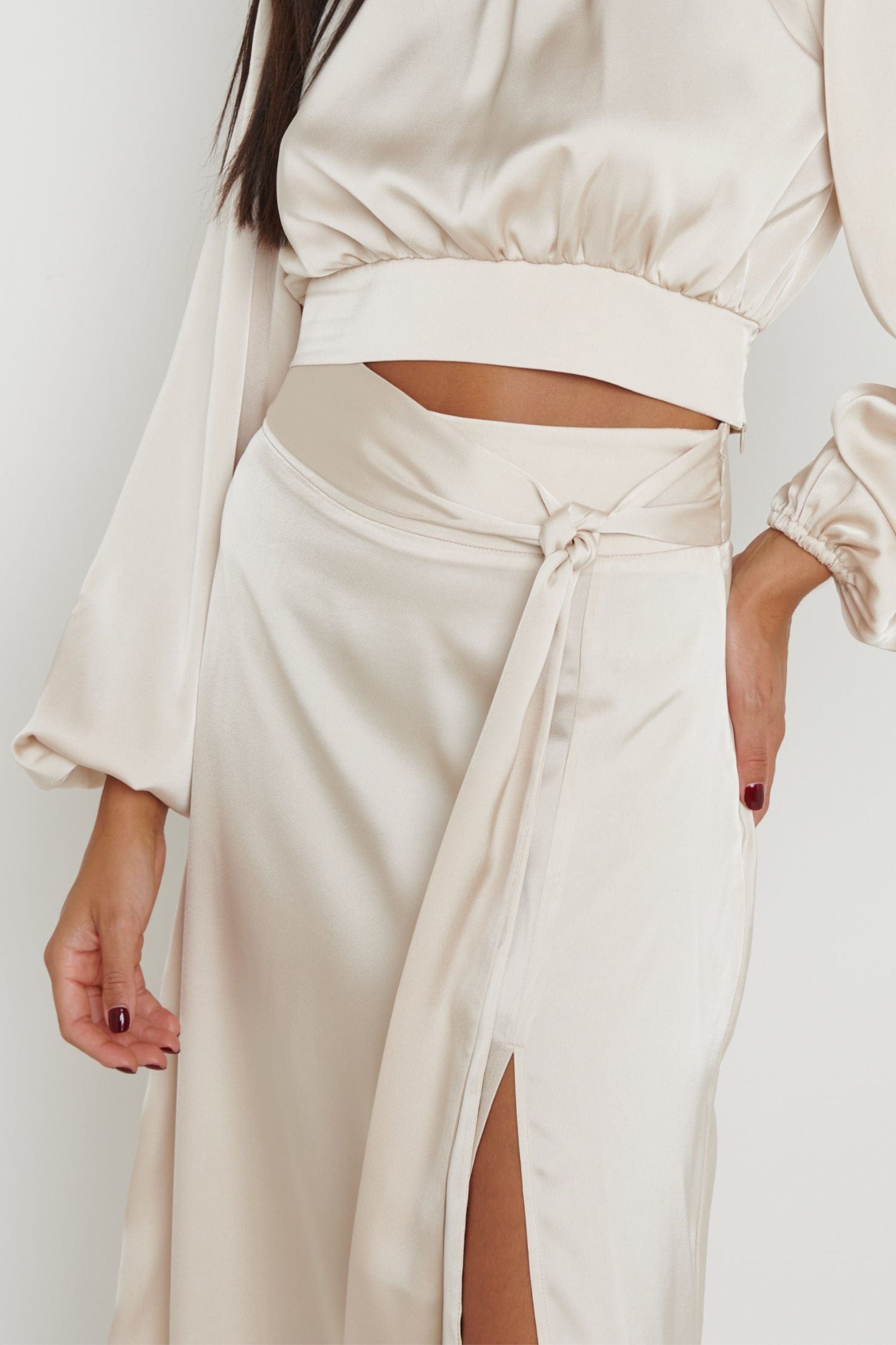 Hadley Tie Midaxi Skirt - Oyster