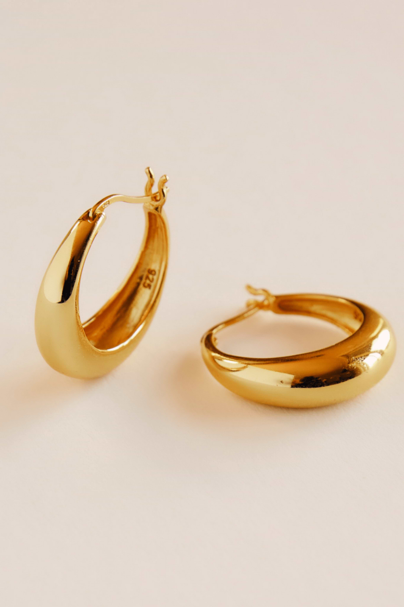 Eloma Boat Shaped Earrings - Recycled Silver Gold Plated