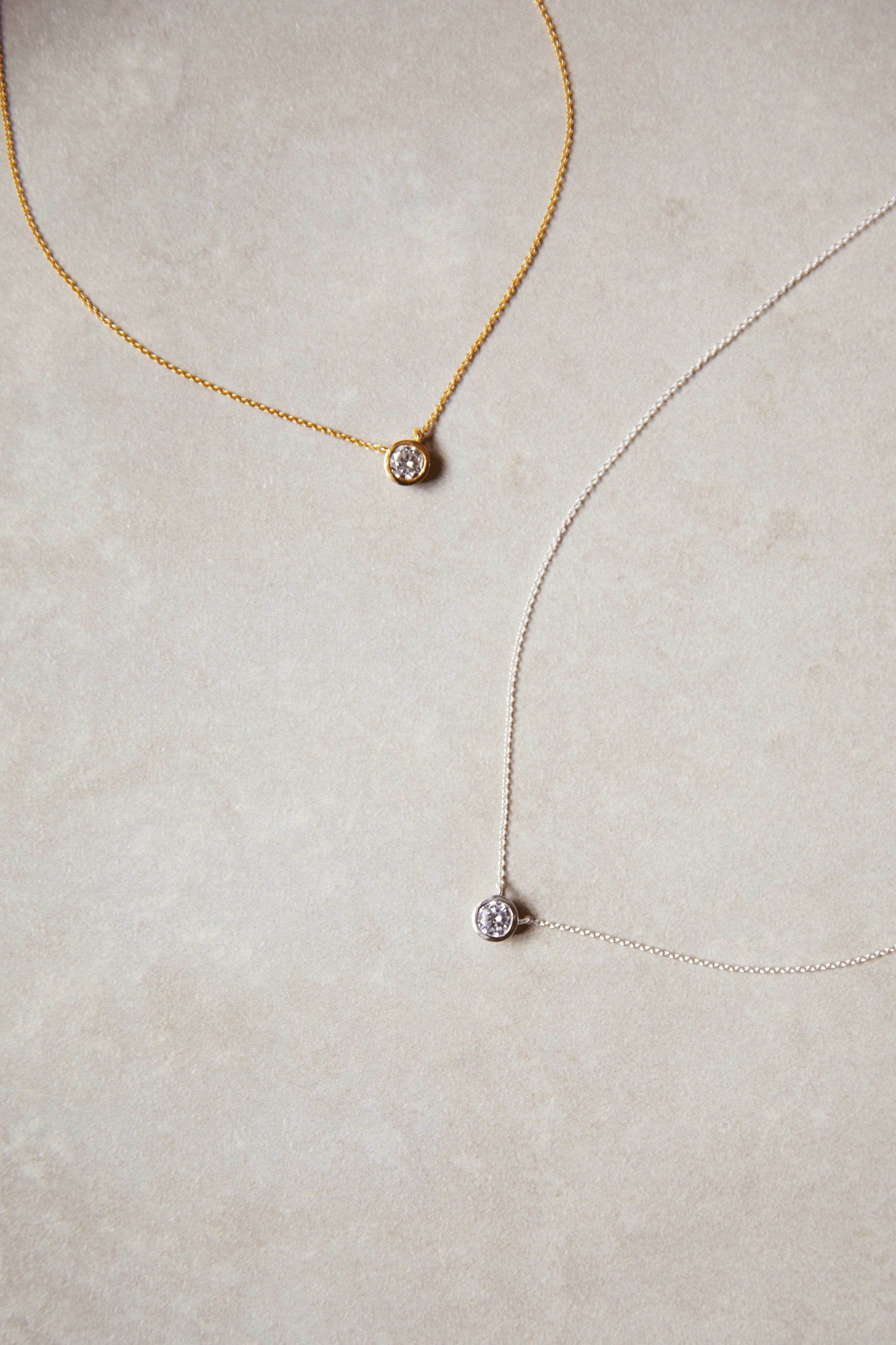Zyanna Gem Stone Necklace - Recycled Silver Gold Plated